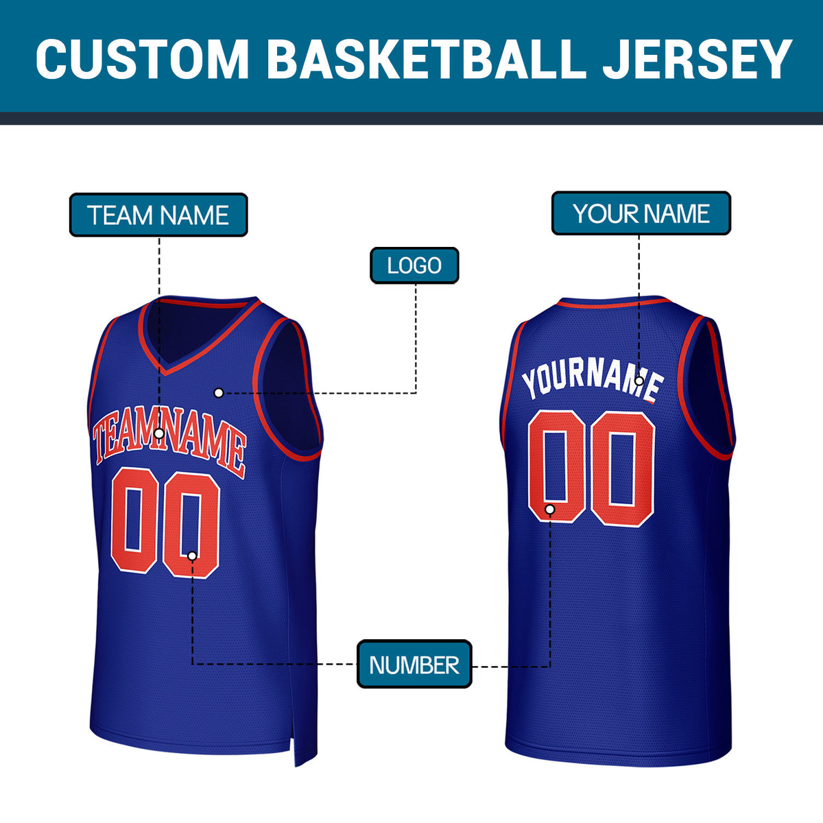 Custom Blue Red Stitched Basketball Jersey | Personalized Name Number Logo Mesh Sports Jersey