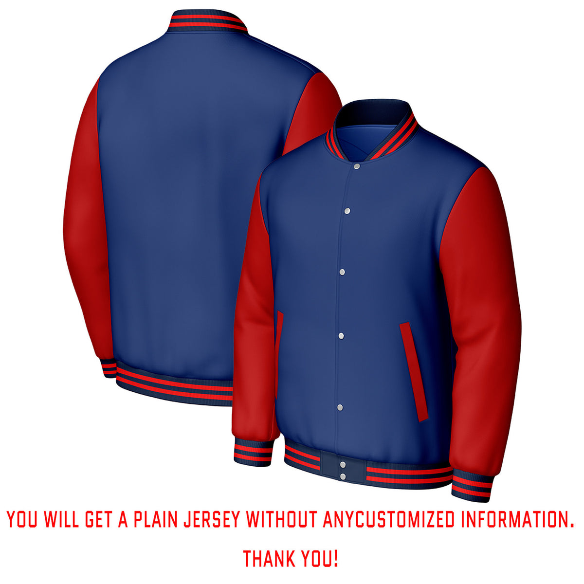 Custom Blue & Red Varsity Baseball Jacket | Personalized Letterman Baseball Bomber for Adult & Youth
