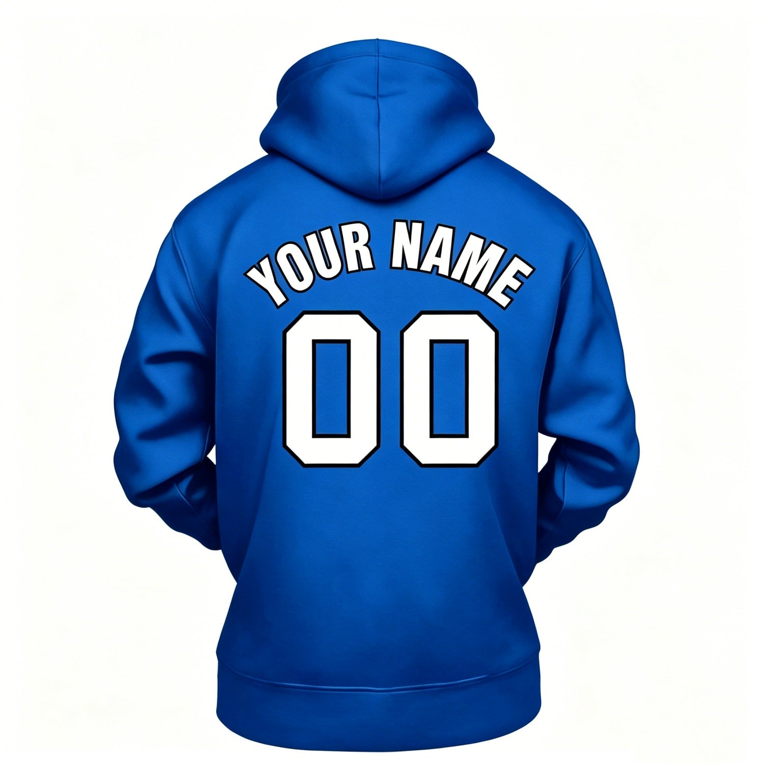 Custom blue hoodie with white print, personalized name & number pullover, casual sports hoodie for men women youth fan wear - Vosoli