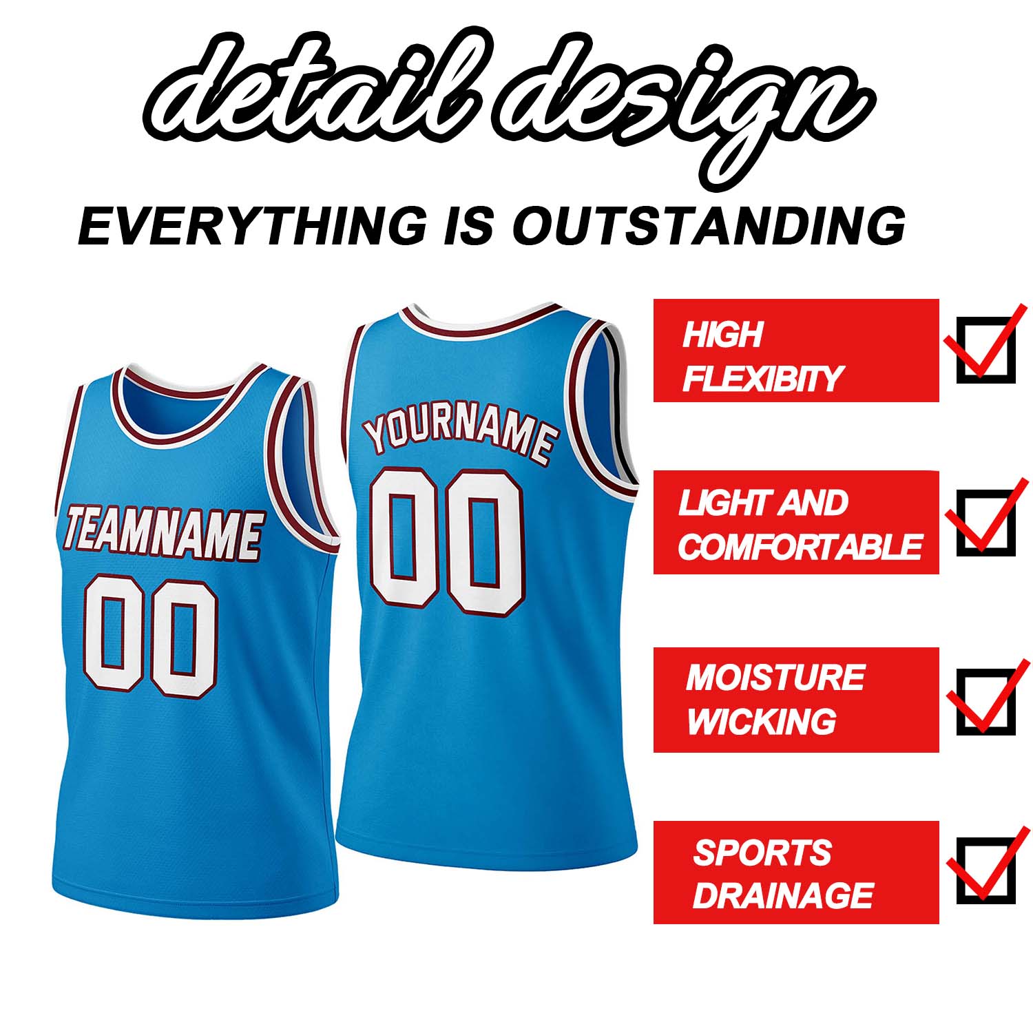 Custom Blue & White Mesh Basketball Jersey | Personalized Team Uniform