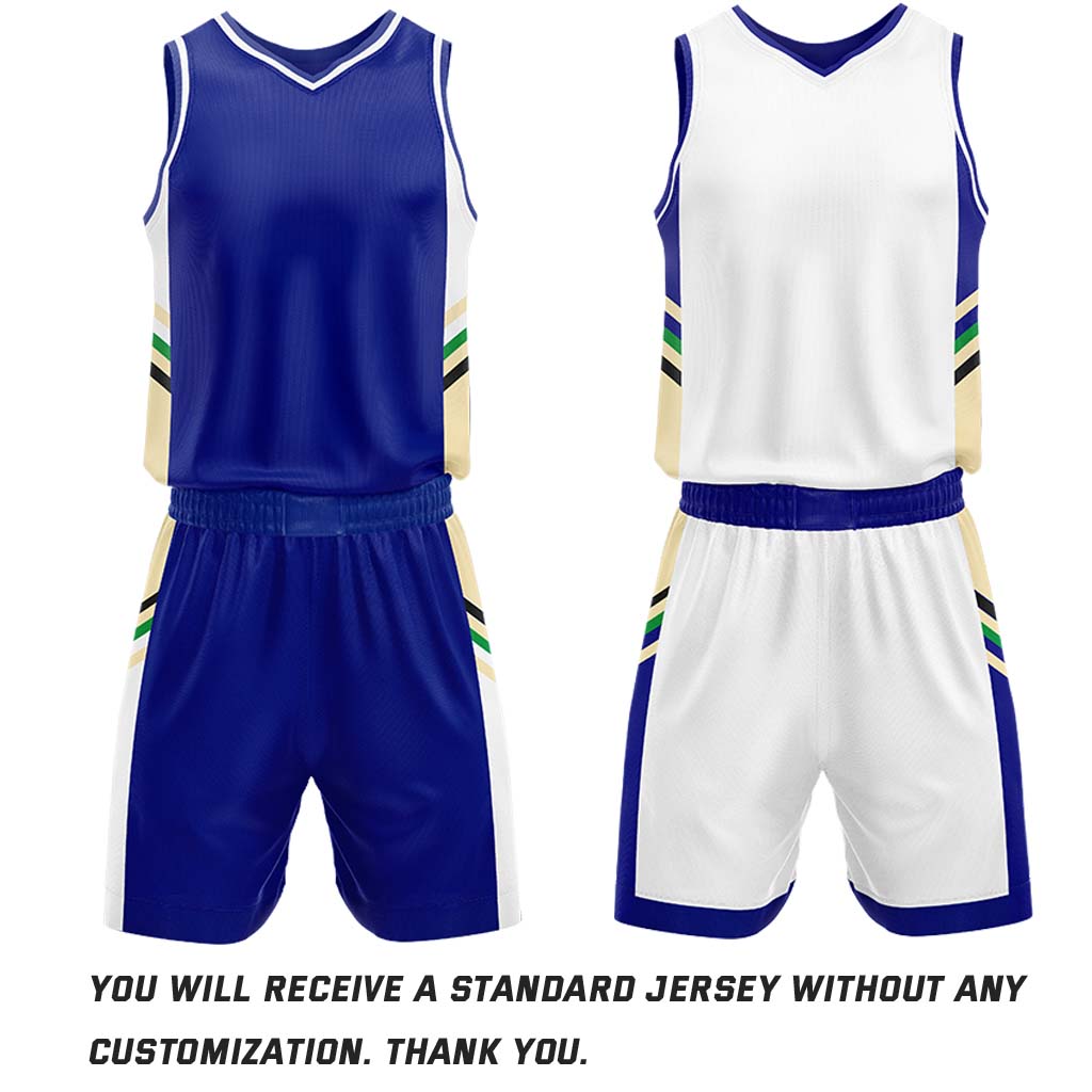 Custom Blue & White Reversible Stripe Basketball Jersey Shorts Set | Personalized Team Uniform