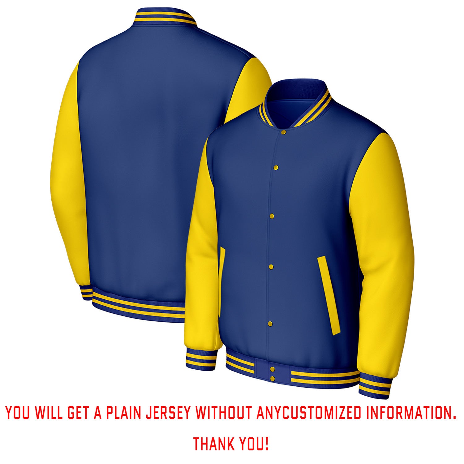 Custom Blue & Yellow Varsity Baseball Jacket | Personalized Letterman Baseball Bomber for Adult & Youth