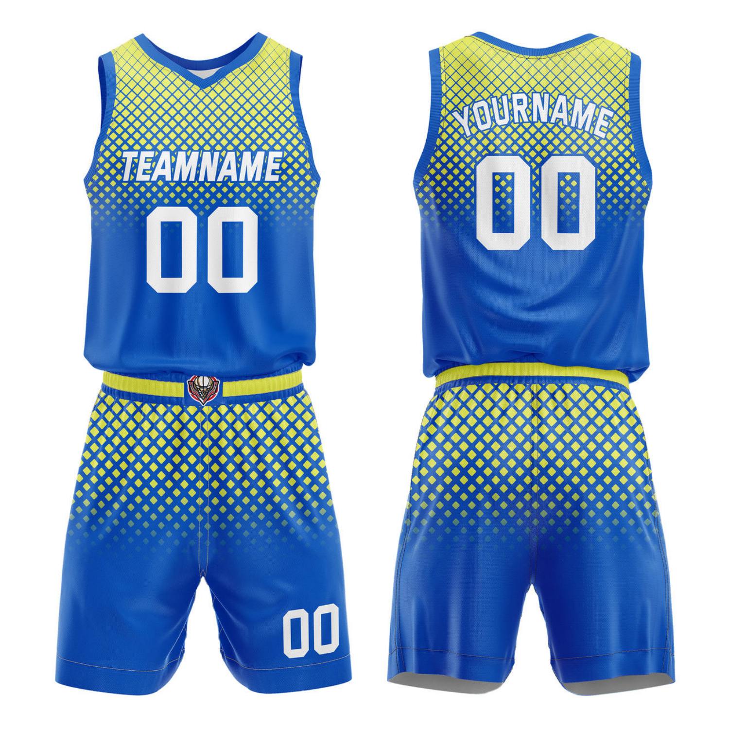 Custom Blue Yellow Gradient Basketball Uniform | Personalized Team Kit - Vosoli