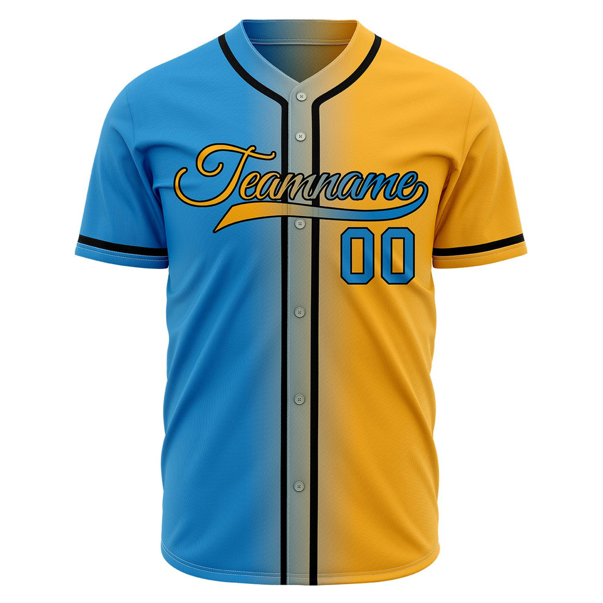 Custom Blue and Yellow Gradient Baseball Jersey | Personalized Two-Tone Fade Team Uniform