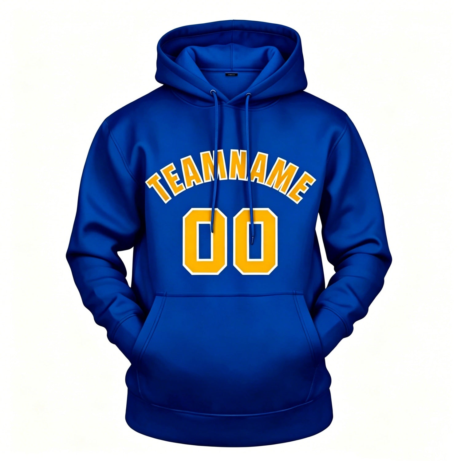 Custom blue hoodie with yellow print, personalized name & number pullover, casual sports hoodie for men women youth fan wear - Vosoli