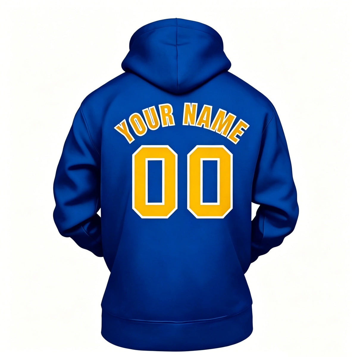 Custom Blue & Yellow Hoodie | Personalized Name & Number Sports Pullover | Vosoli