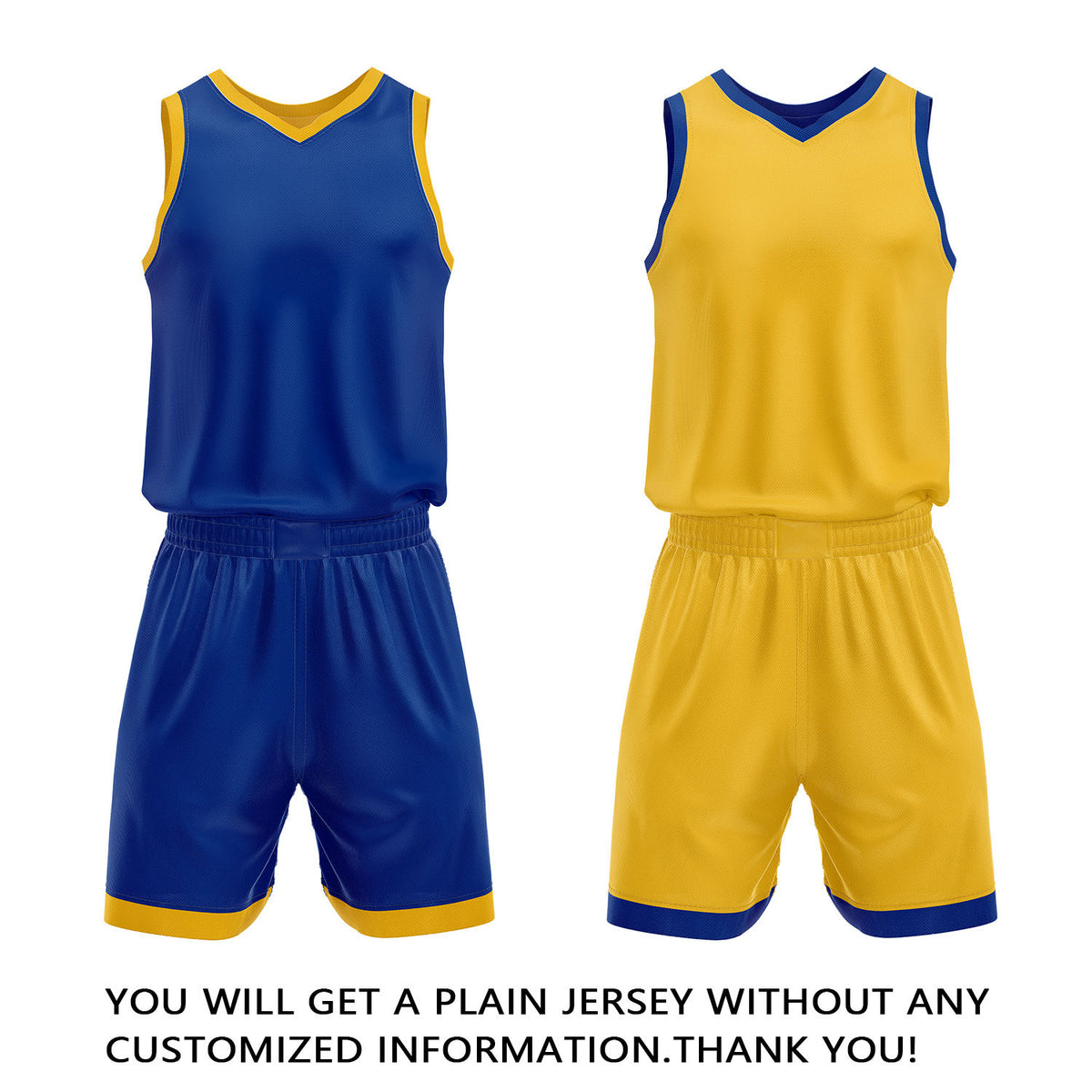Custom Blue & Yellow Reversible Basketball Jersey Shorts Set | Personalized Full Team Uniform