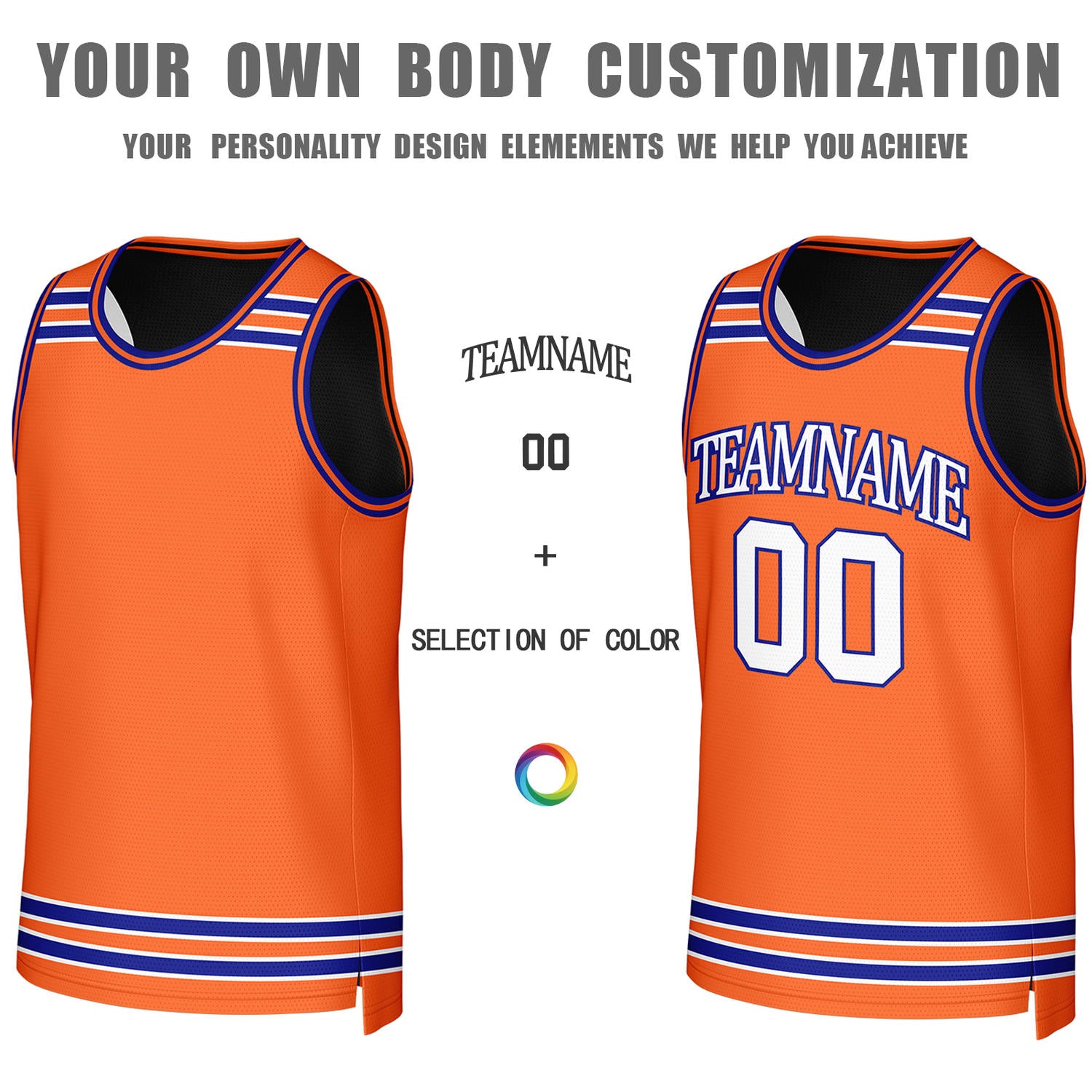 Custom Orange & Black Striped Reversible Basketball Jersey | Personalized Team Jerseys with Name, Number & Logo