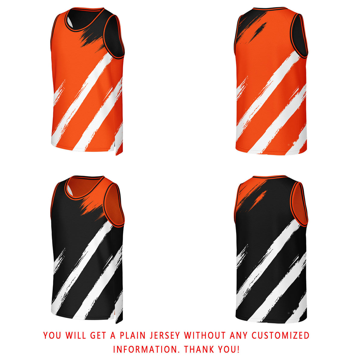 Custom Orange & Black Brush Stroke Reversible Basketball Jersey | Personalized Team Uniforms for Adult & Youth
