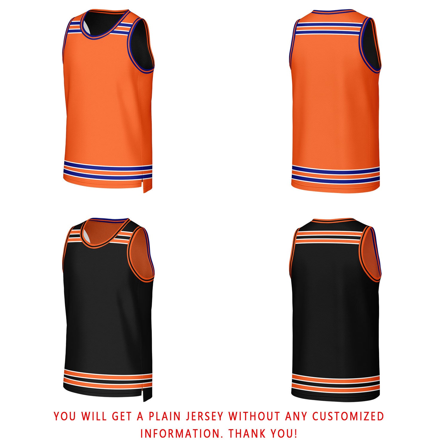 Custom Orange & Black Striped Reversible Basketball Jersey | Personalized Team Jerseys with Name, Number & Logo