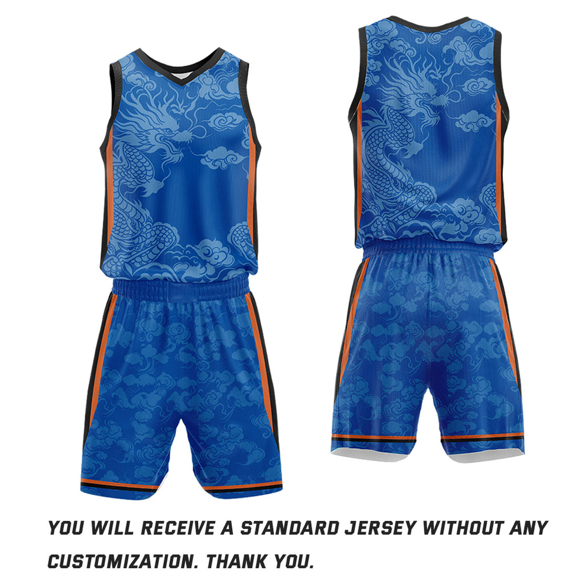 Custom Basketball Jerseys and Shorts Set | Blue Dragon Cloud V-Neck Sublimated Team Uniform