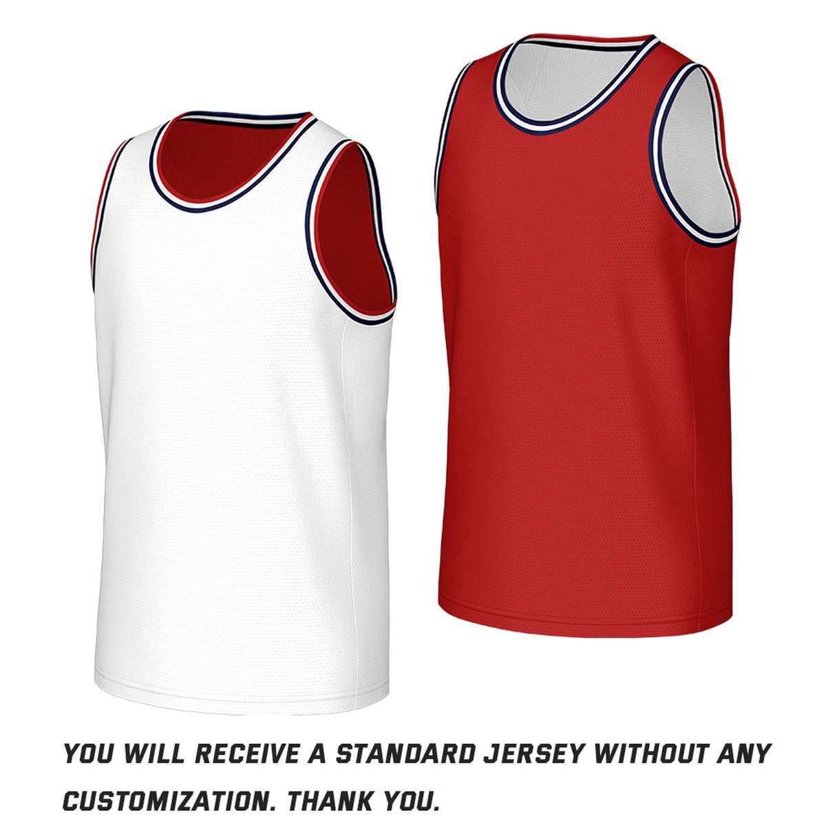 Custom Classic Double Trim Reversible Basketball Jersey White & Red Mesh Team Uniform for Adult Youth