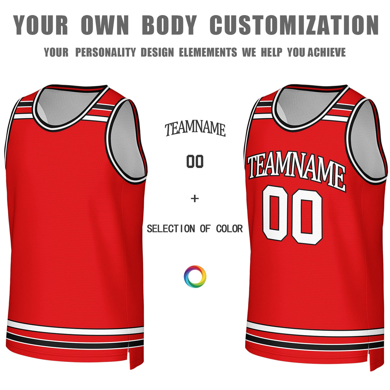 Custom Red & White Reversible Basketball Jersey | Personalized Team Jerseys for Adult & Youth
