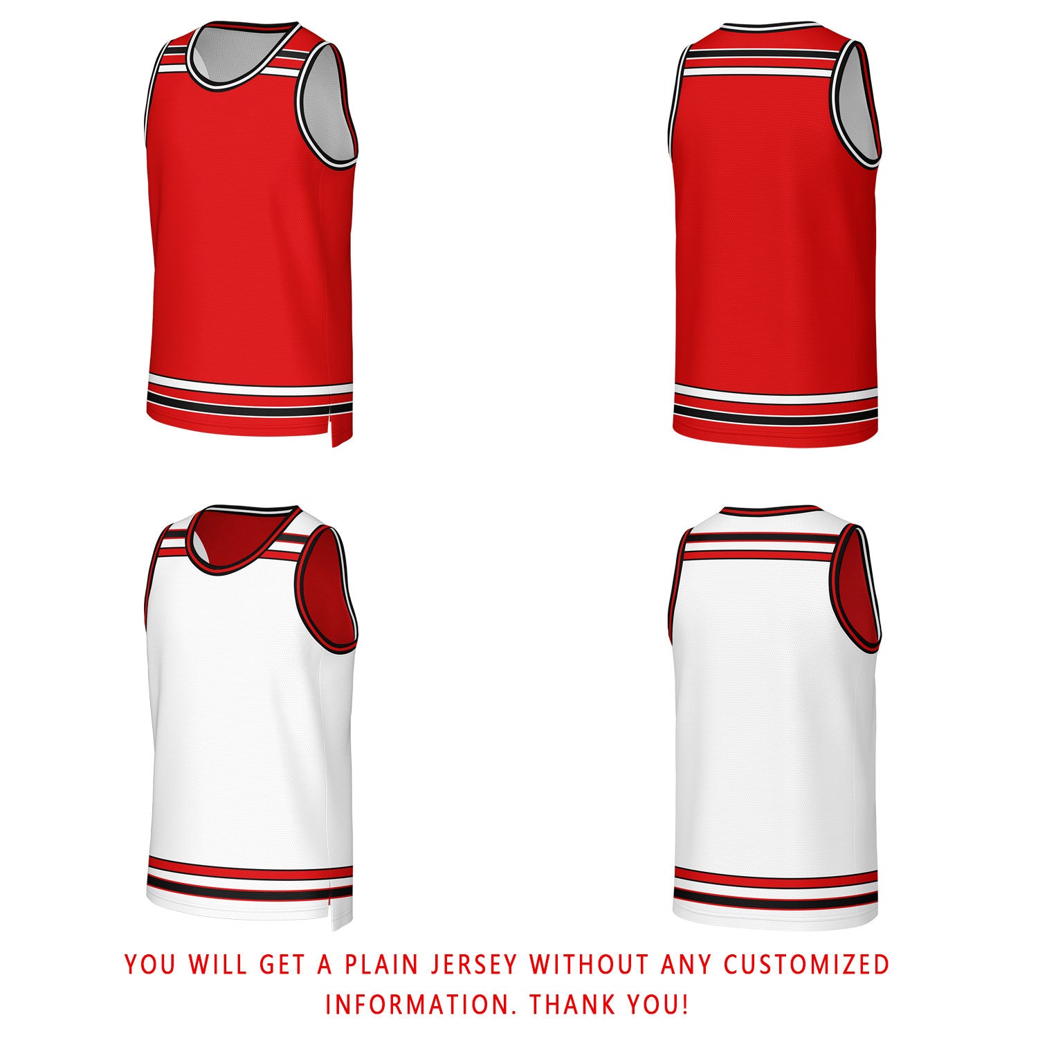 Custom Red & White Reversible Basketball Jersey | Personalized Team Jerseys for Adult & Youth