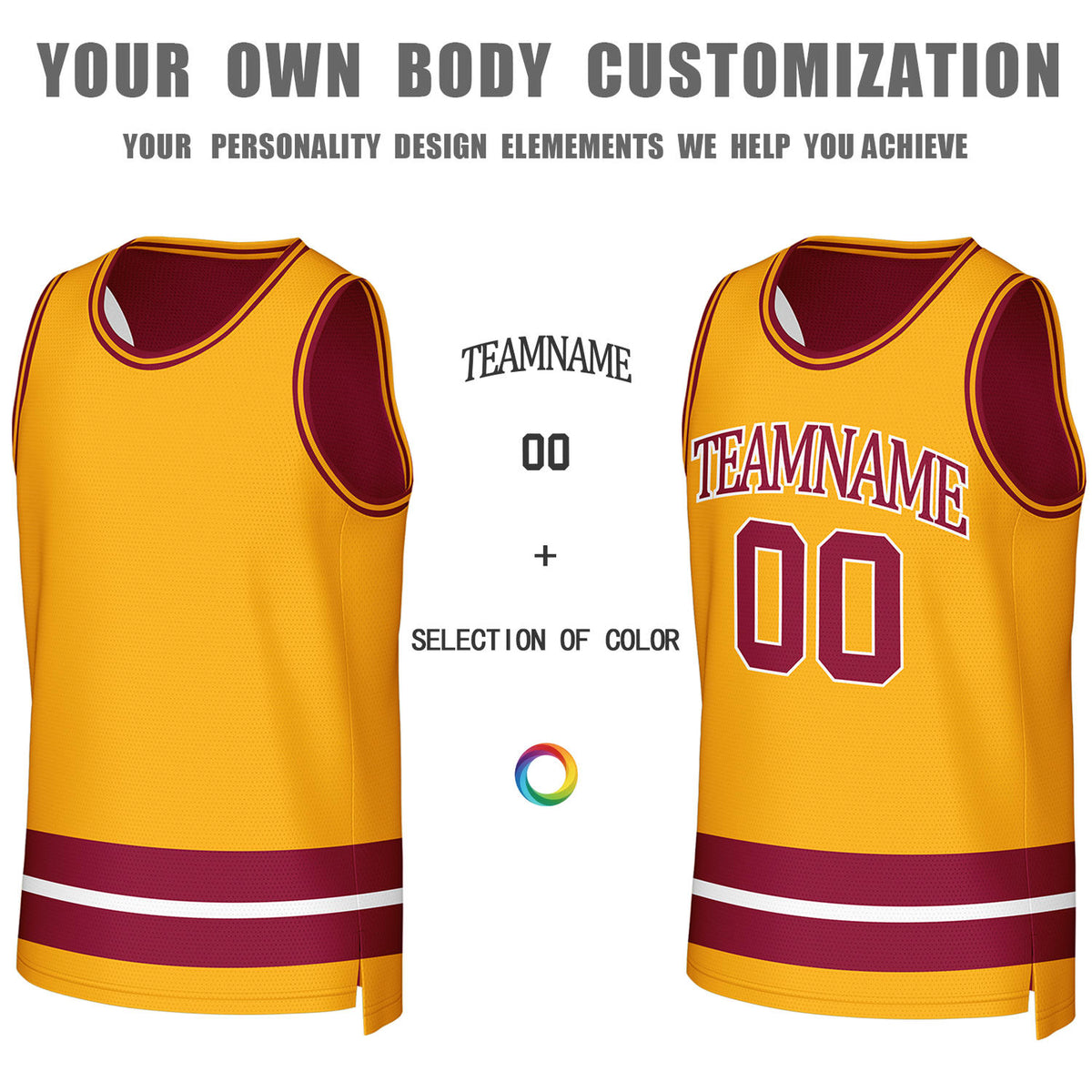 Custom Maroon & Gold Reversible Basketball Jersey | Personalized Team Jerseys for Adult & Youth