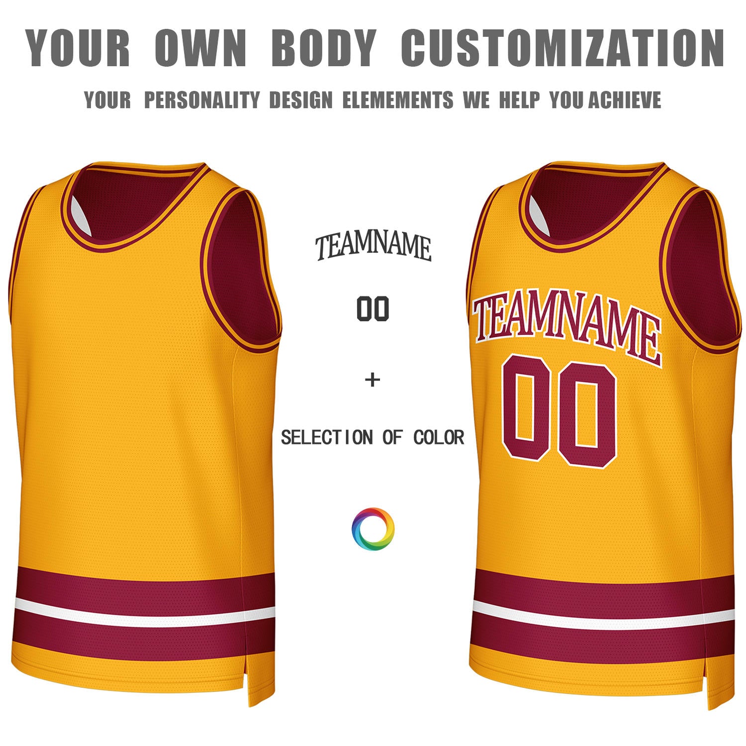 Custom Maroon & Gold Reversible Basketball Jersey | Personalized Team Jerseys for Adult & Youth