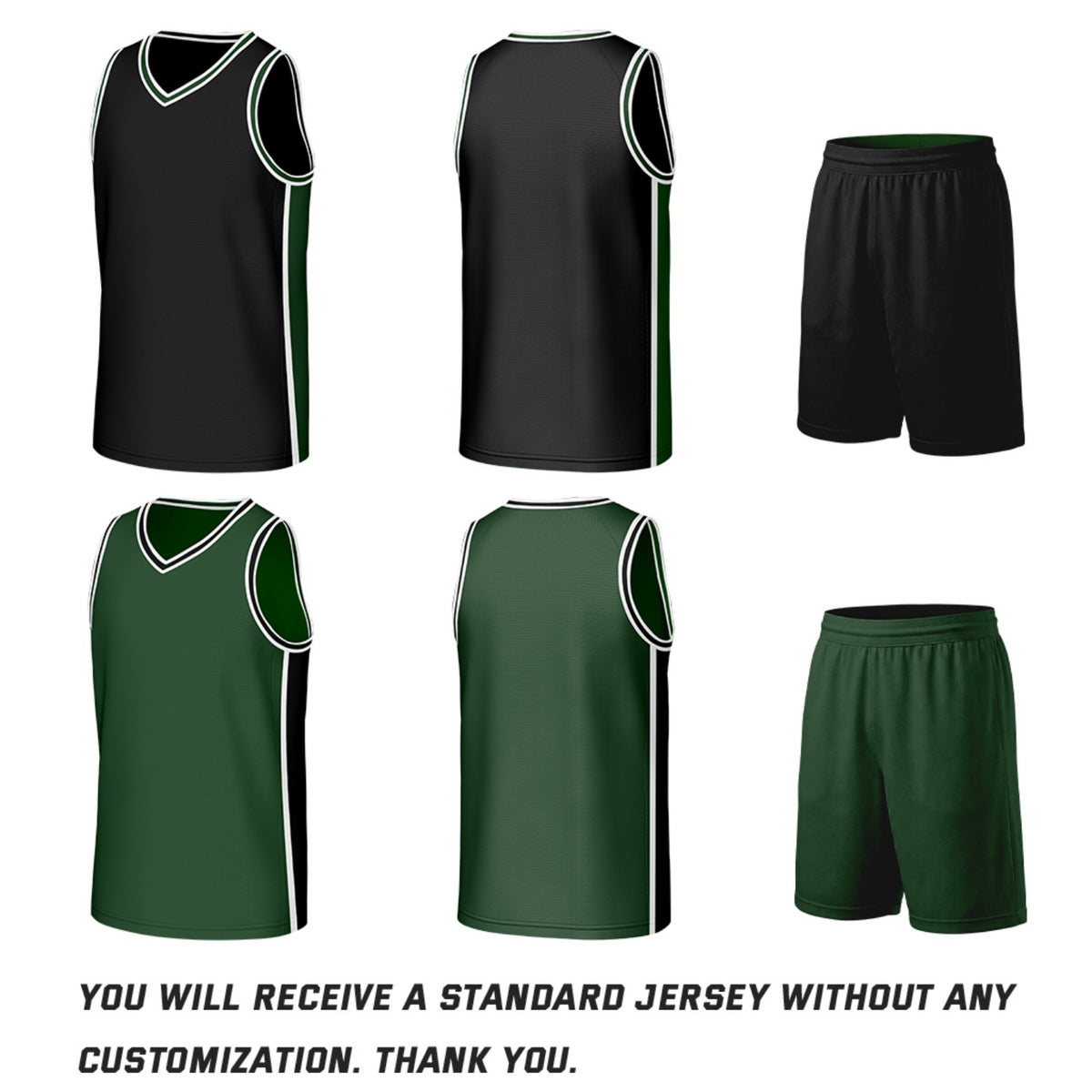 Custom Black & Green Double Sided Basketball Uniform Set | Personalized Team Uniforms for Adult & Youth