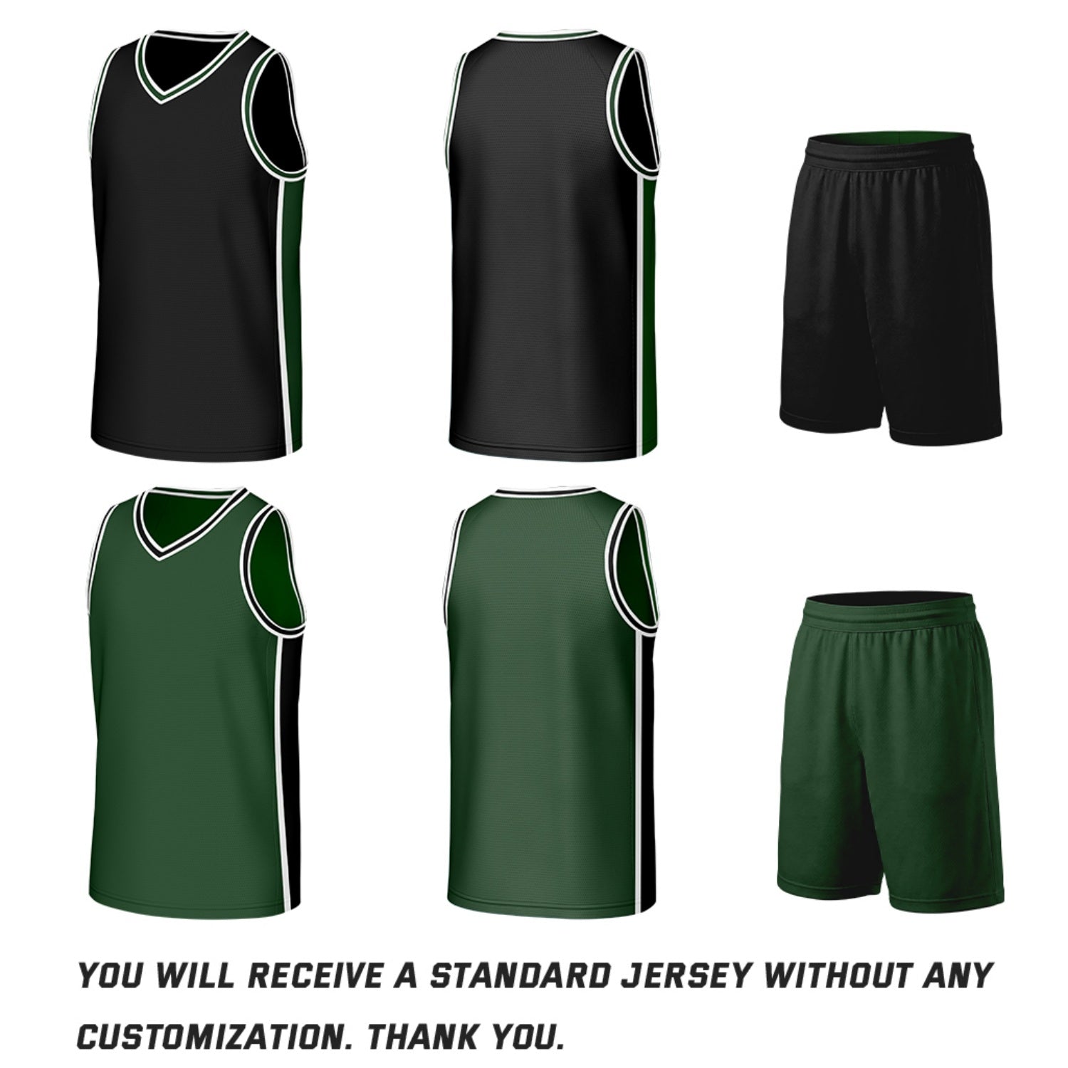 Custom Black & Green Double Sided Basketball Uniform Set | Personalized Team Uniforms for Adult & Youth