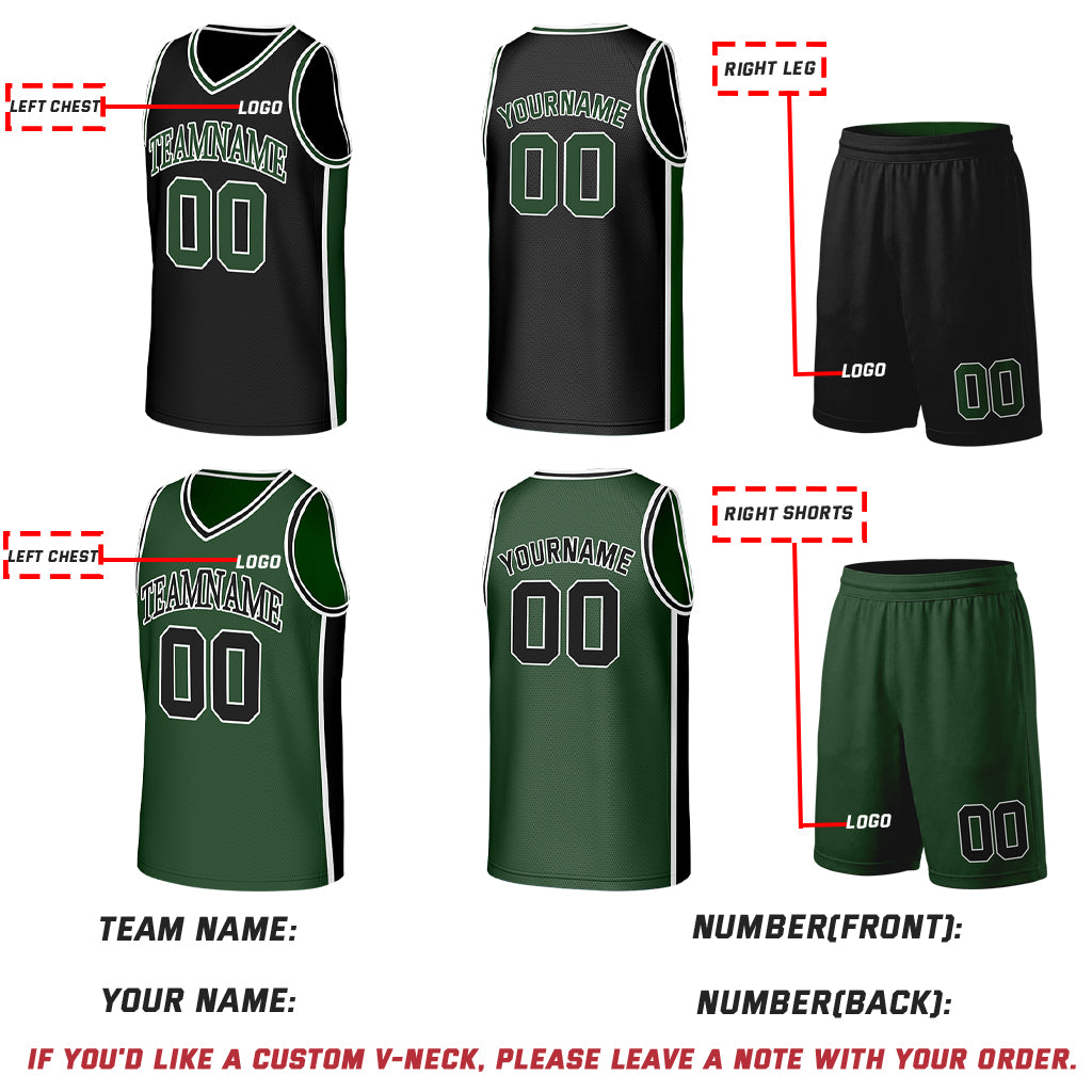Custom Black & Green Double Sided Basketball Uniform Set | Personalized Team Uniforms for Adult & Youth