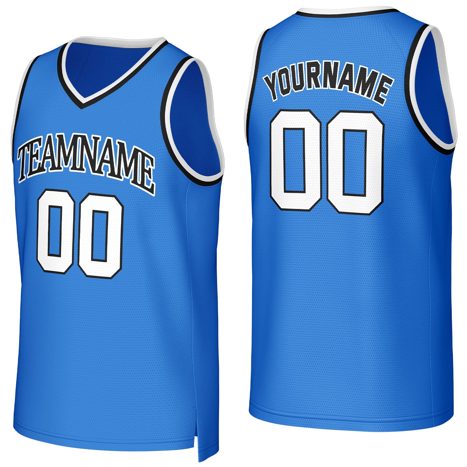 Custom bright blue basketball jersey with logo, personalized name & number, team uniform for men women youth game practice - Vosoli