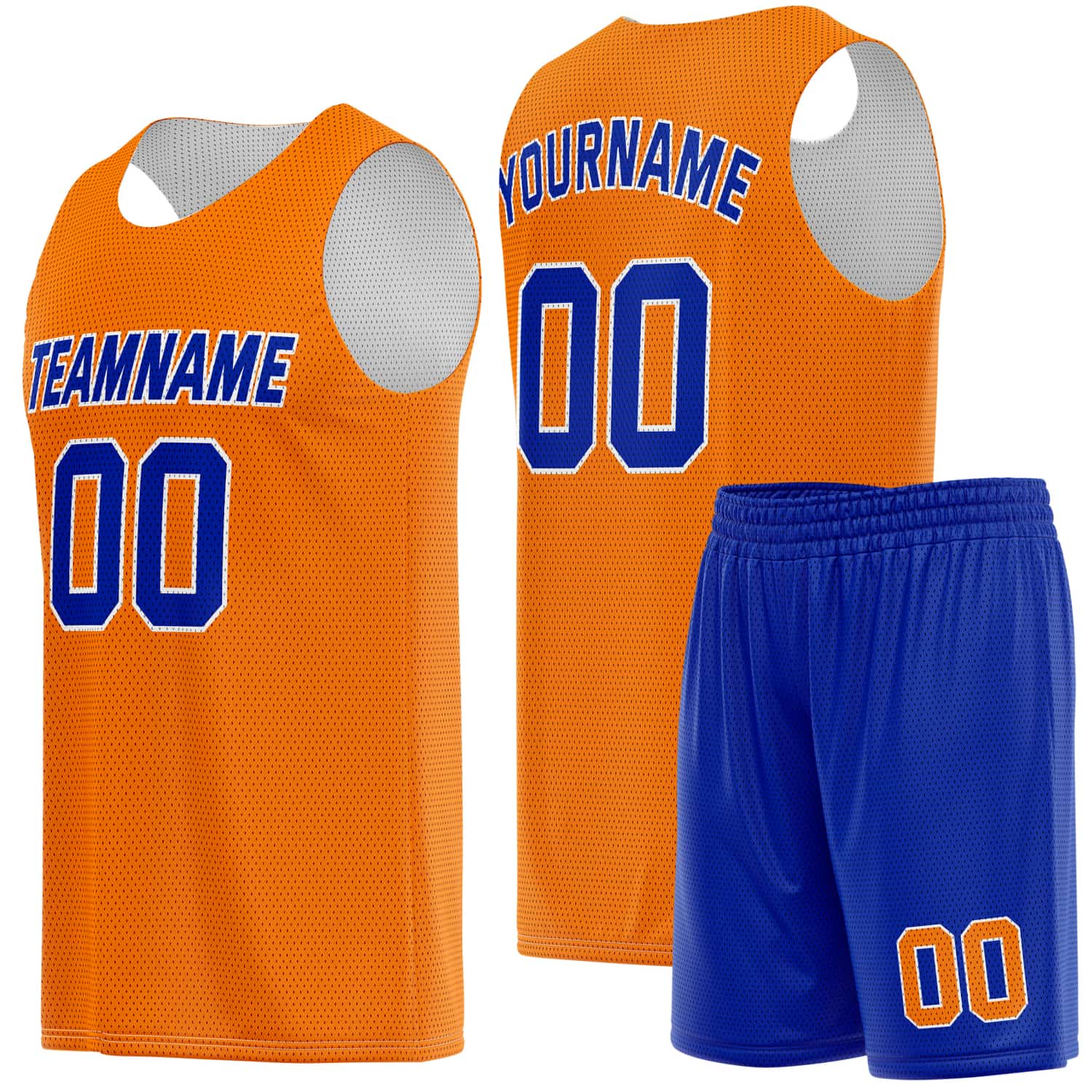 Custom Bright Orange & Royal Blue Basketball Jersey + Shorts Set - Personalized Team Name, Number | Vosoli