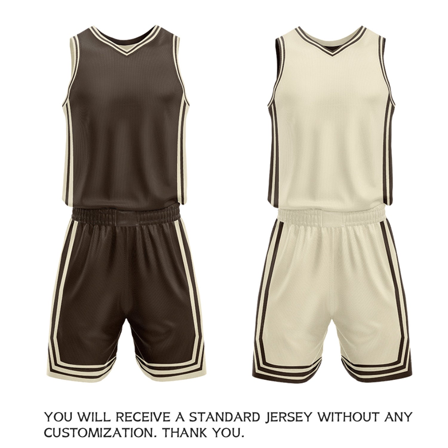 Custom Brown & Cream Reversible Basketball Jersey Shorts Set | Personalized Full Vintage Team Uniform