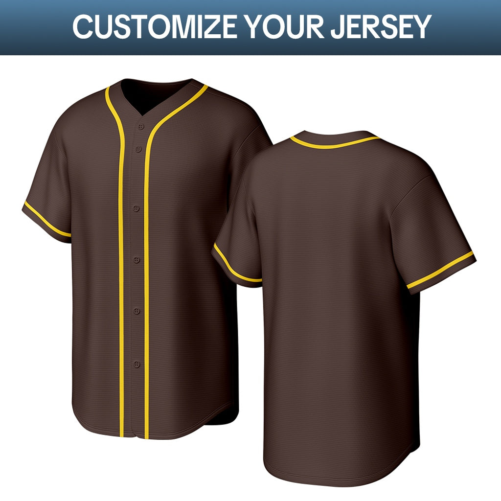 Custom Brown Stitched Baseball Jersey | Personalized Name & Number | Team Uniform