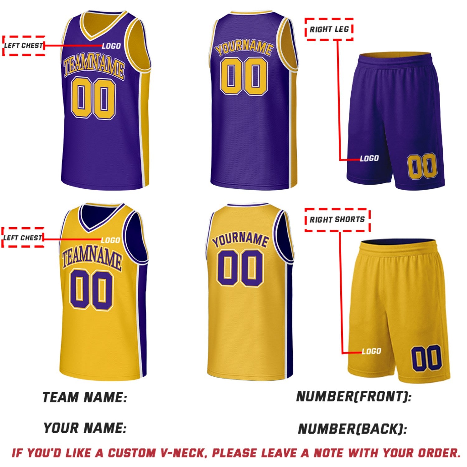 Custom Purple & Gold Double Sided Basketball Uniform Set | Personalized Team Uniforms for Adult & Youth
