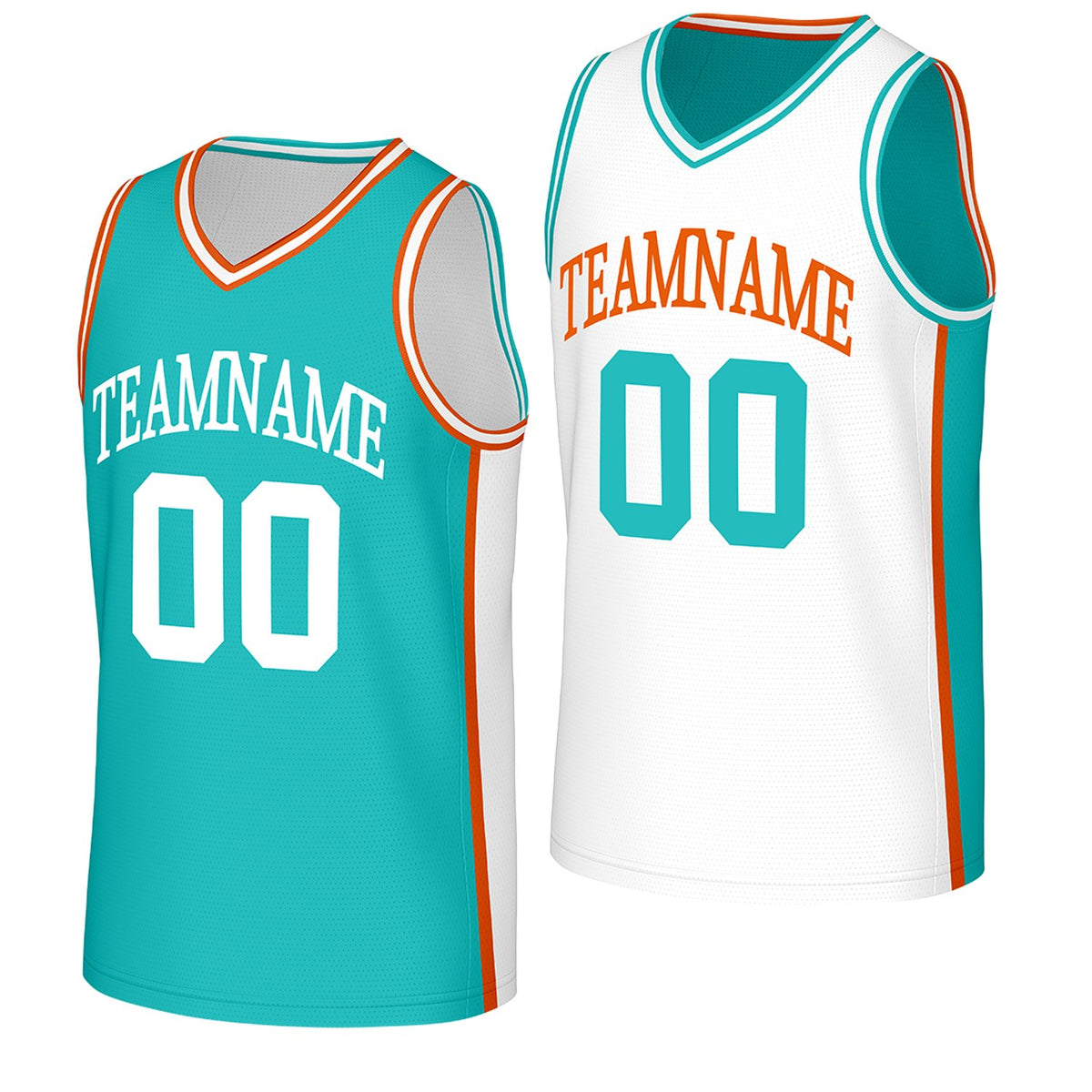 custom bulk team basketball jerseys teal white reversible by Vosoli, Personalized team name, number &amp; logo. Fast delivery.