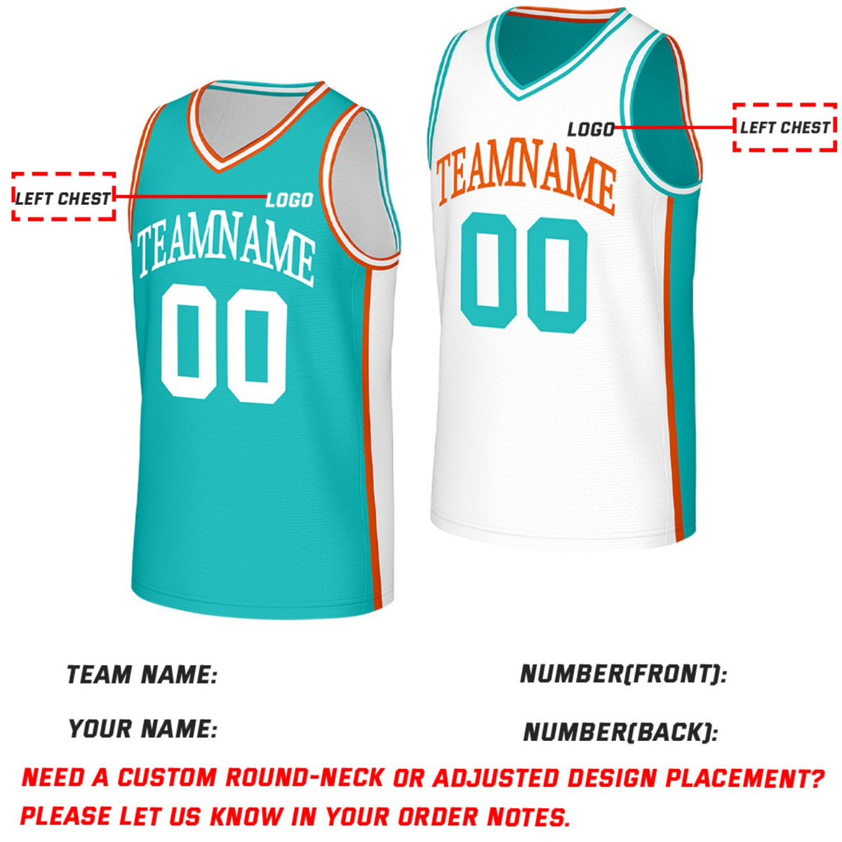 Custom Teal & White Reversible Basketball Jersey | Personalized Team Jerseys with Name Number Logo
