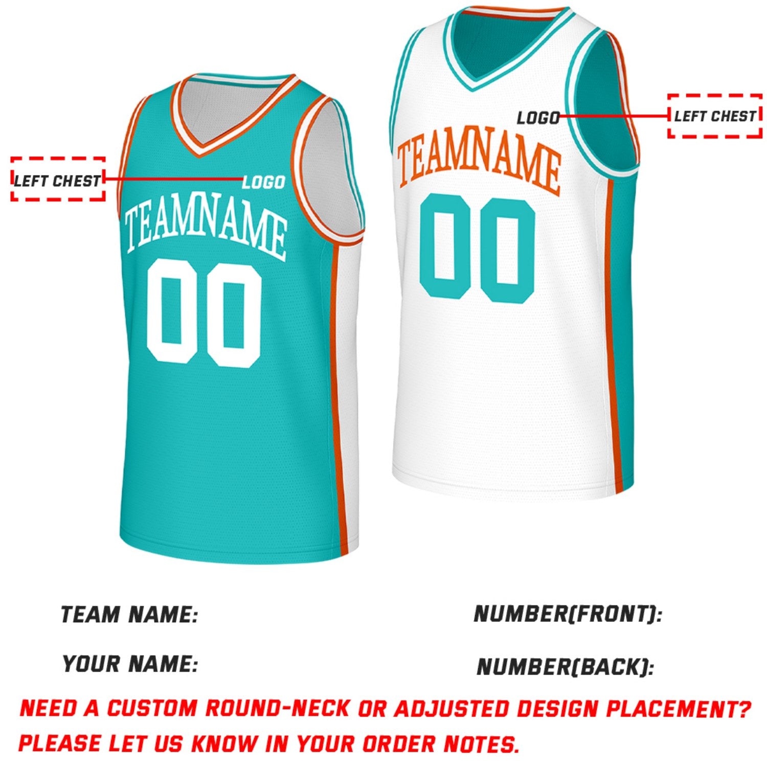 Custom Teal & White Reversible Basketball Jersey | Personalized Team Jerseys with Name Number Logo