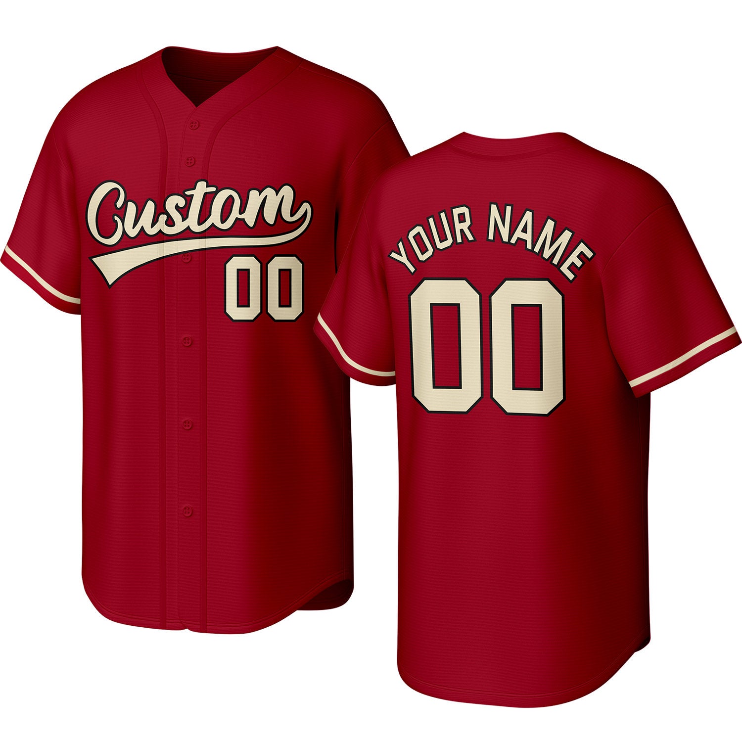 Custom burgundy baseball jersey with stitched logo, personalized name & number, button-front short-sleeve sports uniform for team men women youth game practice - Vosoli