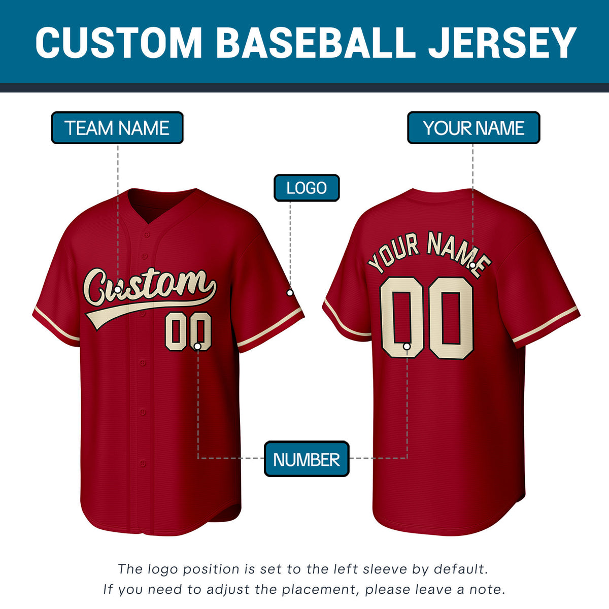 Custom Burgundy Stitched Baseball Jersey | Personalized Name & Number | Team Uniform