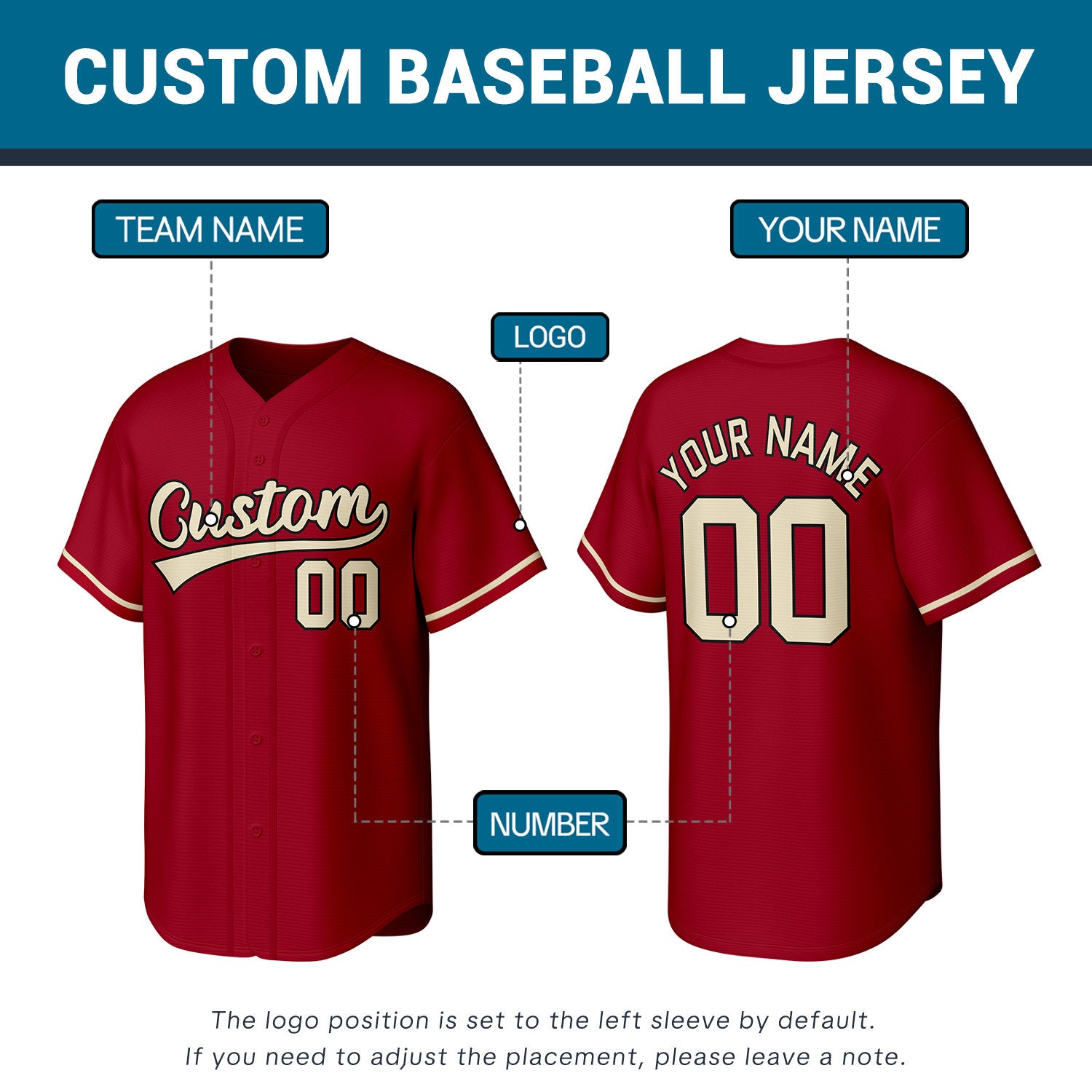 Custom Burgundy Stitched Baseball Jersey | Personalized Name & Number | Team Uniform