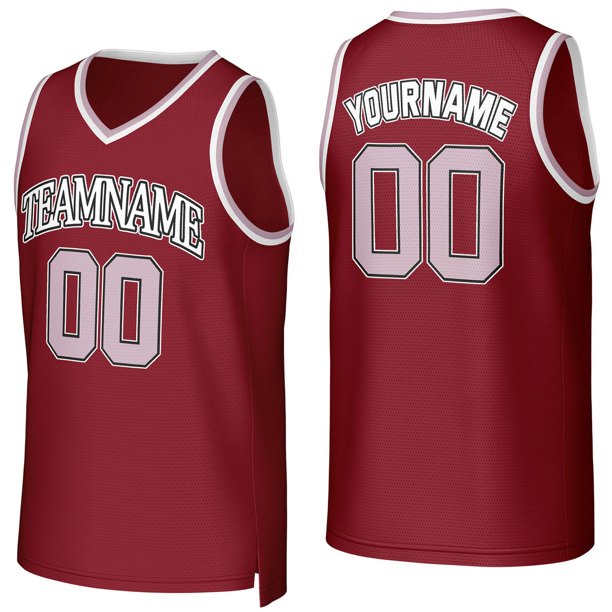 Custom burgundy basketball jersey with logo, personalized name &amp; number, team uniform for men women youth game practice - Vosoli