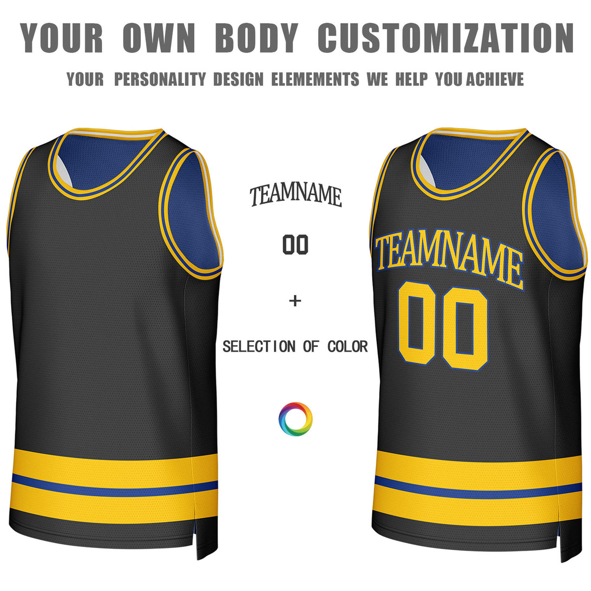 Custom Blue & Black Reversible Basketball Jersey | Personalized Team Jerseys for Adult & Youth