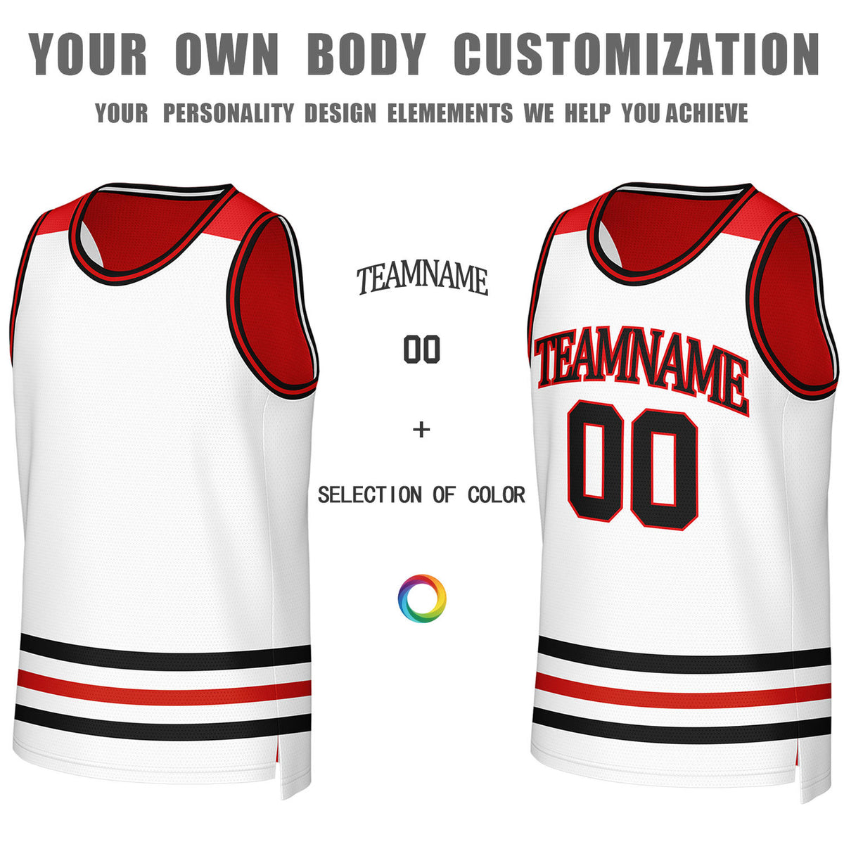 Custom White & Red Reversible Basketball Jersey | Personalized Team Jerseys for Adult & Youth