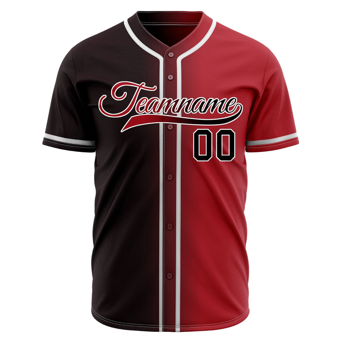 Custom Coffee Red Gradient Baseball Jersey | Personalized Maroon Fade Team Uniform