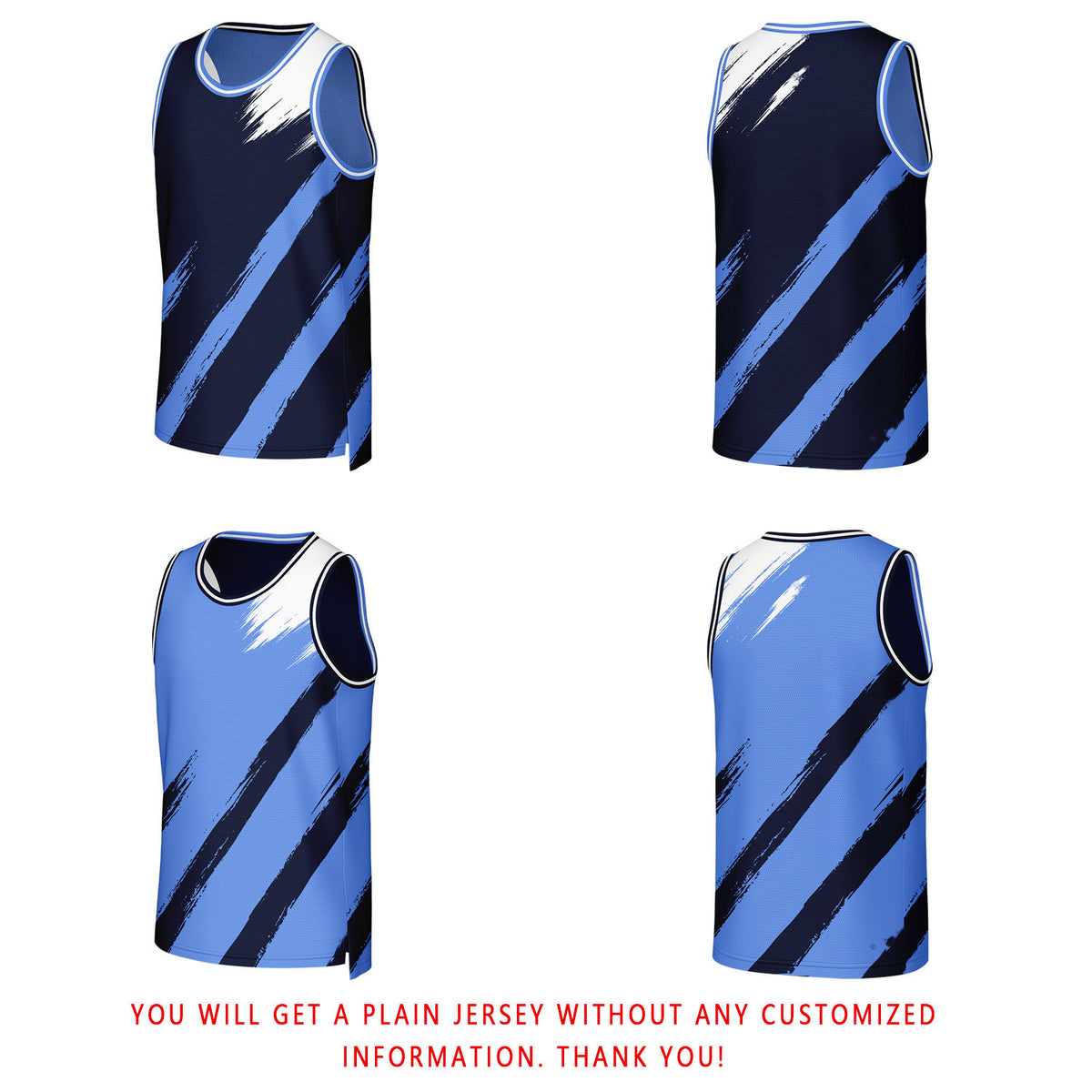 Custom Navy & Light Blue Brush Stroke Reversible Basketball Jersey | Personalized Team Uniforms for Adult & Youth