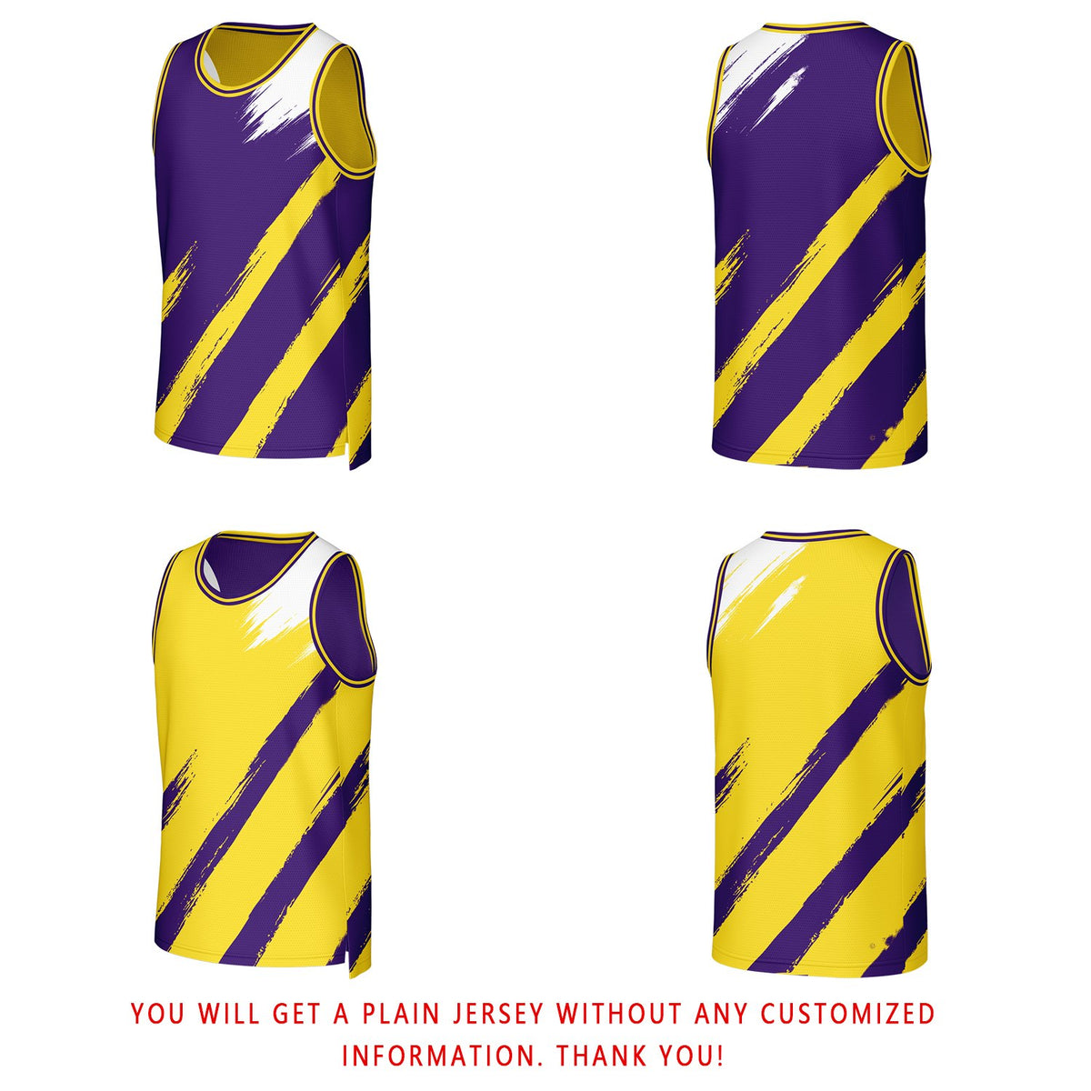 Custom Purple & Gold Brush Stroke Reversible Basketball Jersey | Personalized Team Uniforms for Adult & Youth