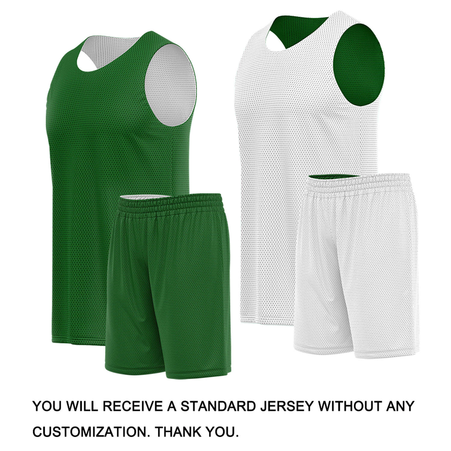 Custom Forest Green & White Double Sided Basketball Uniform Set | Breathable Mesh Tank Top and Shorts