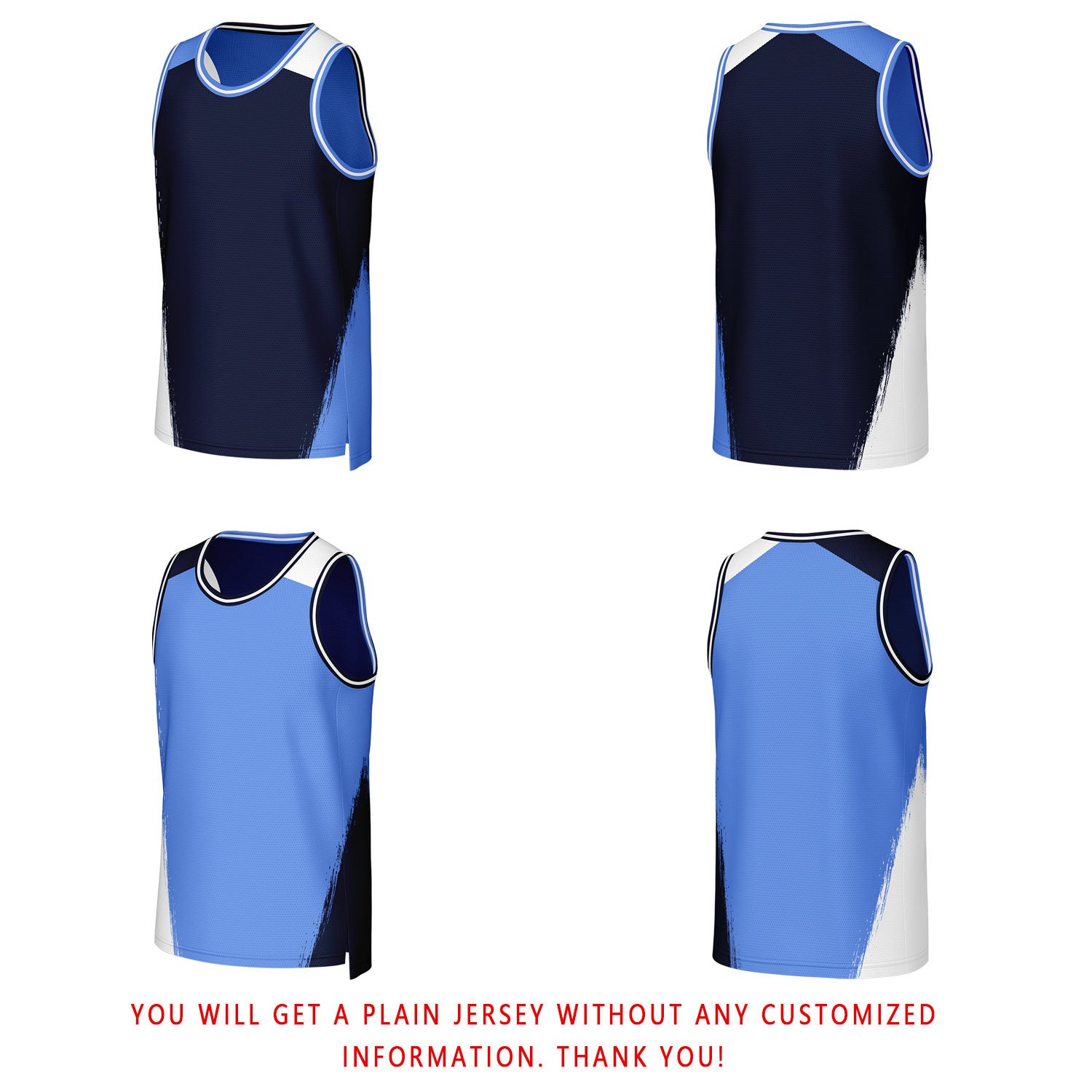 Custom Navy & Light Blue Brush Stroke Reversible Basketball Jersey | Personalized Team Uniforms for Adult & Youth