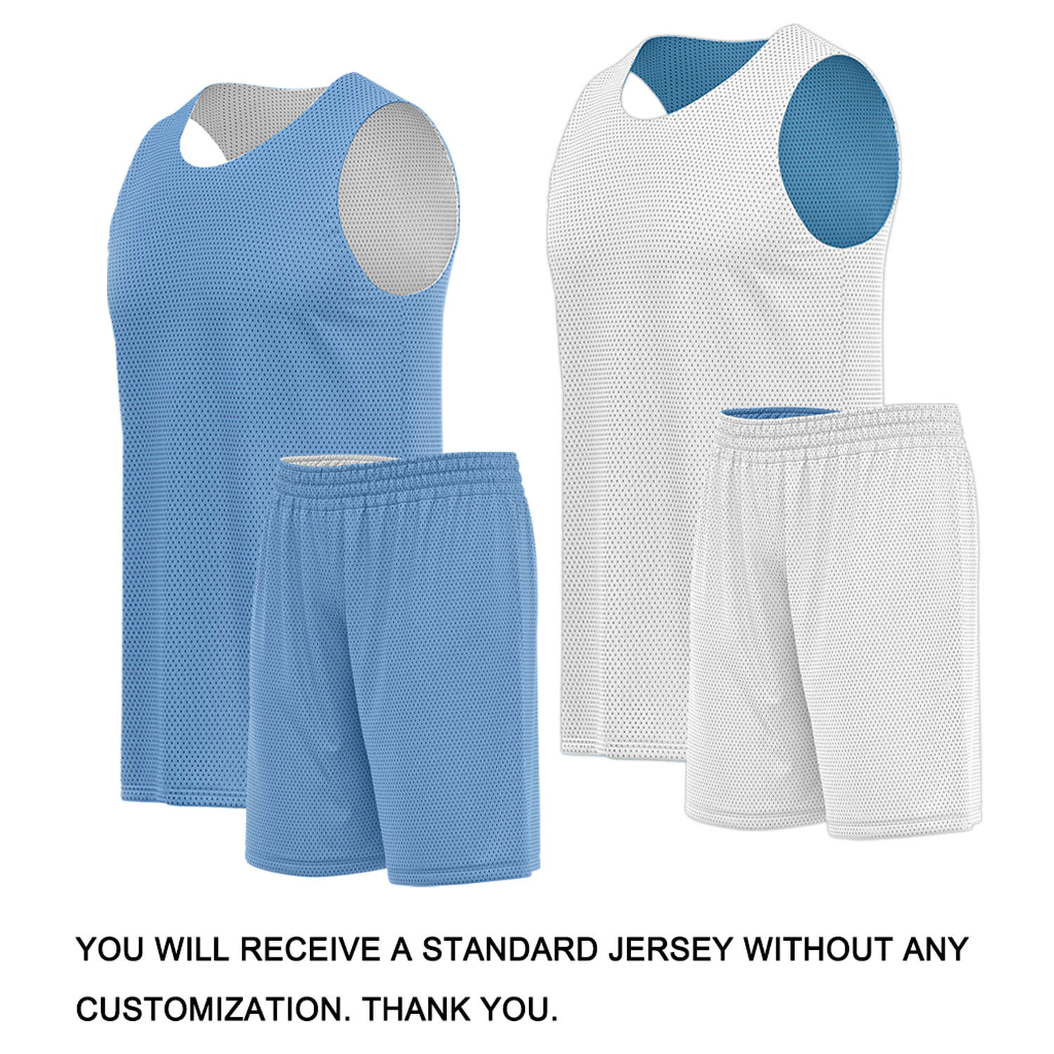Custom Light Blue & White Double Sided Basketball Uniform Set | Breathable Mesh Tank Top and Shorts