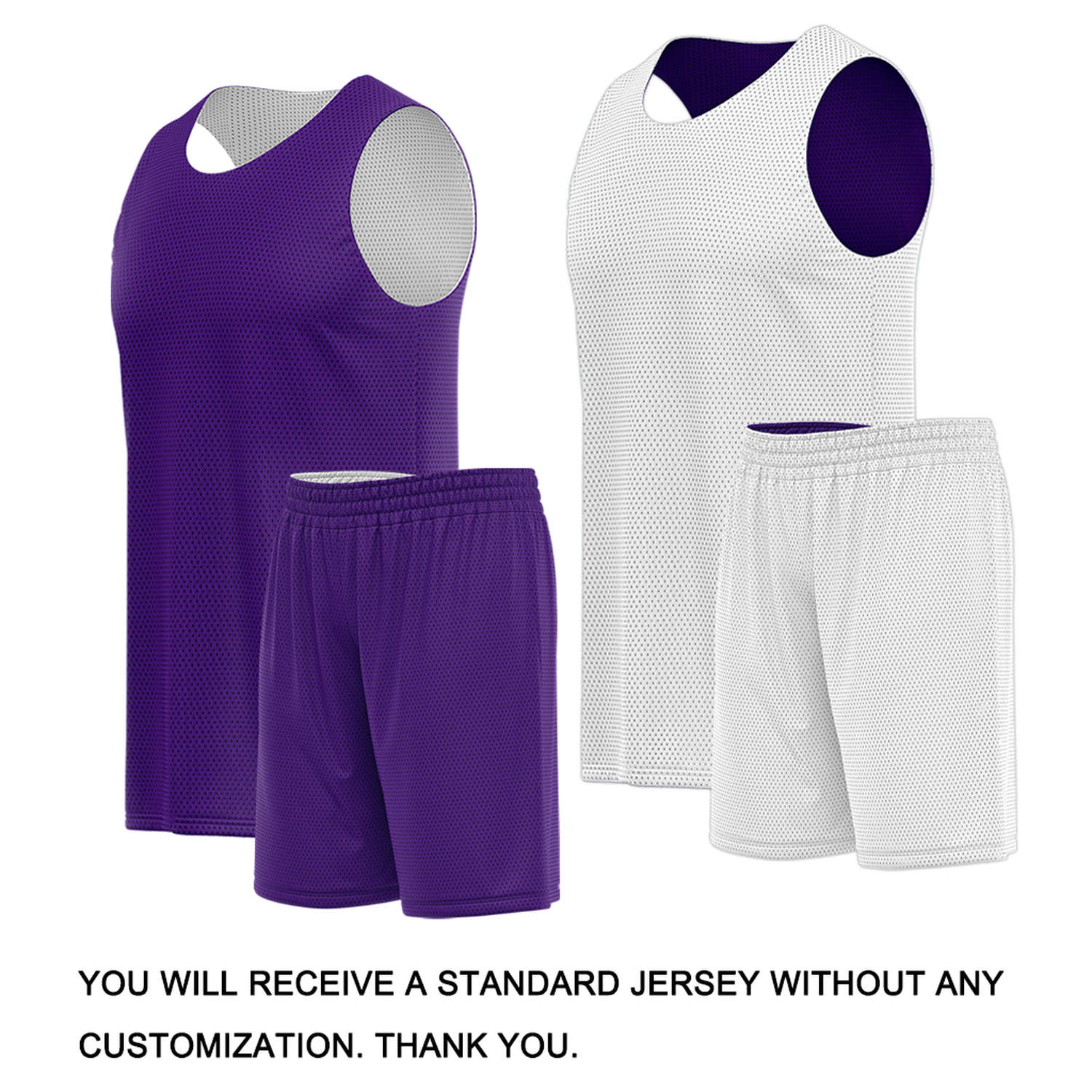 Custom Purple & White Double Sided Basketball Uniform Set | Breathable Mesh Tank Top and Shorts