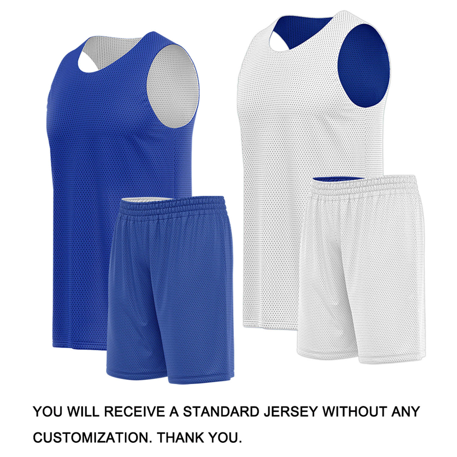 Custom Royal Blue & White Double Sided Basketball Uniform Set | Breathable Mesh Tank Top and Shorts