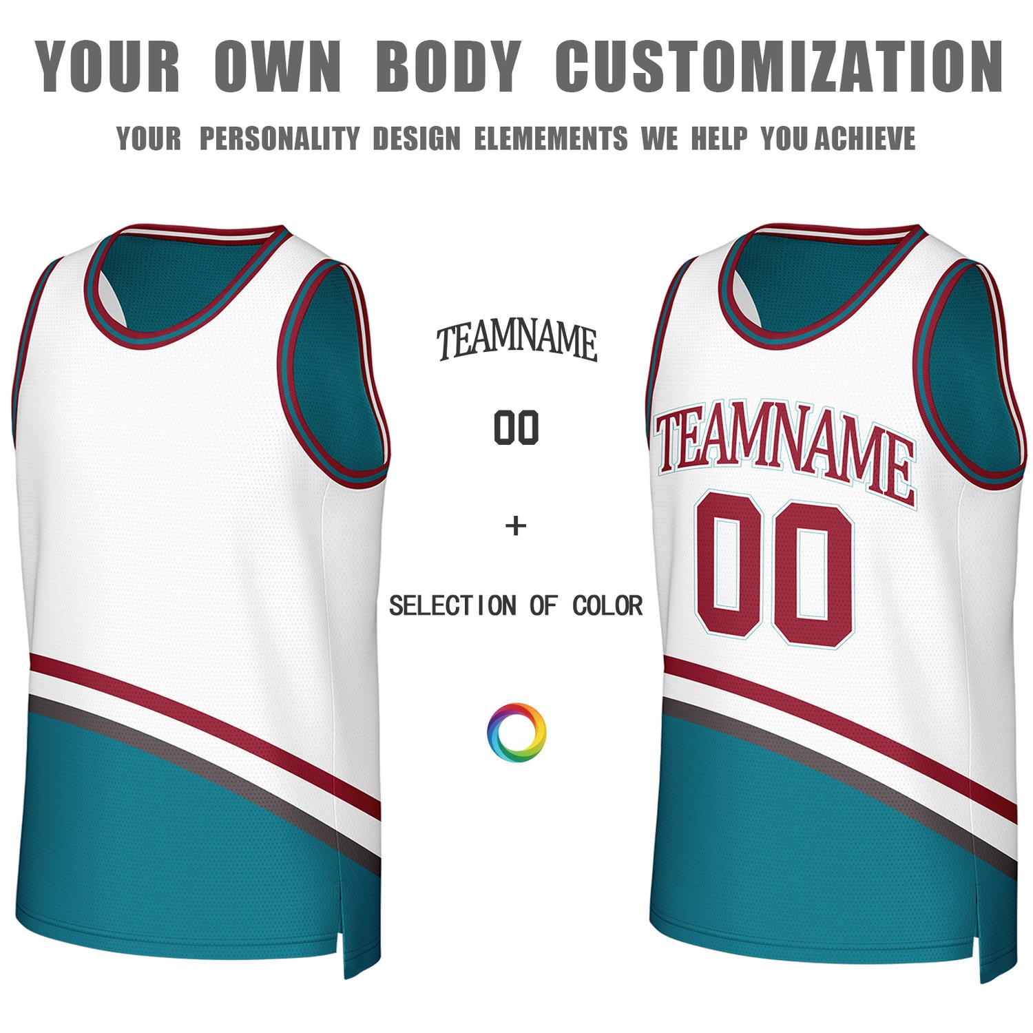 Custom White & Teal Reversible Basketball Jersey | Personalized Team Jerseys for Adult & Youth