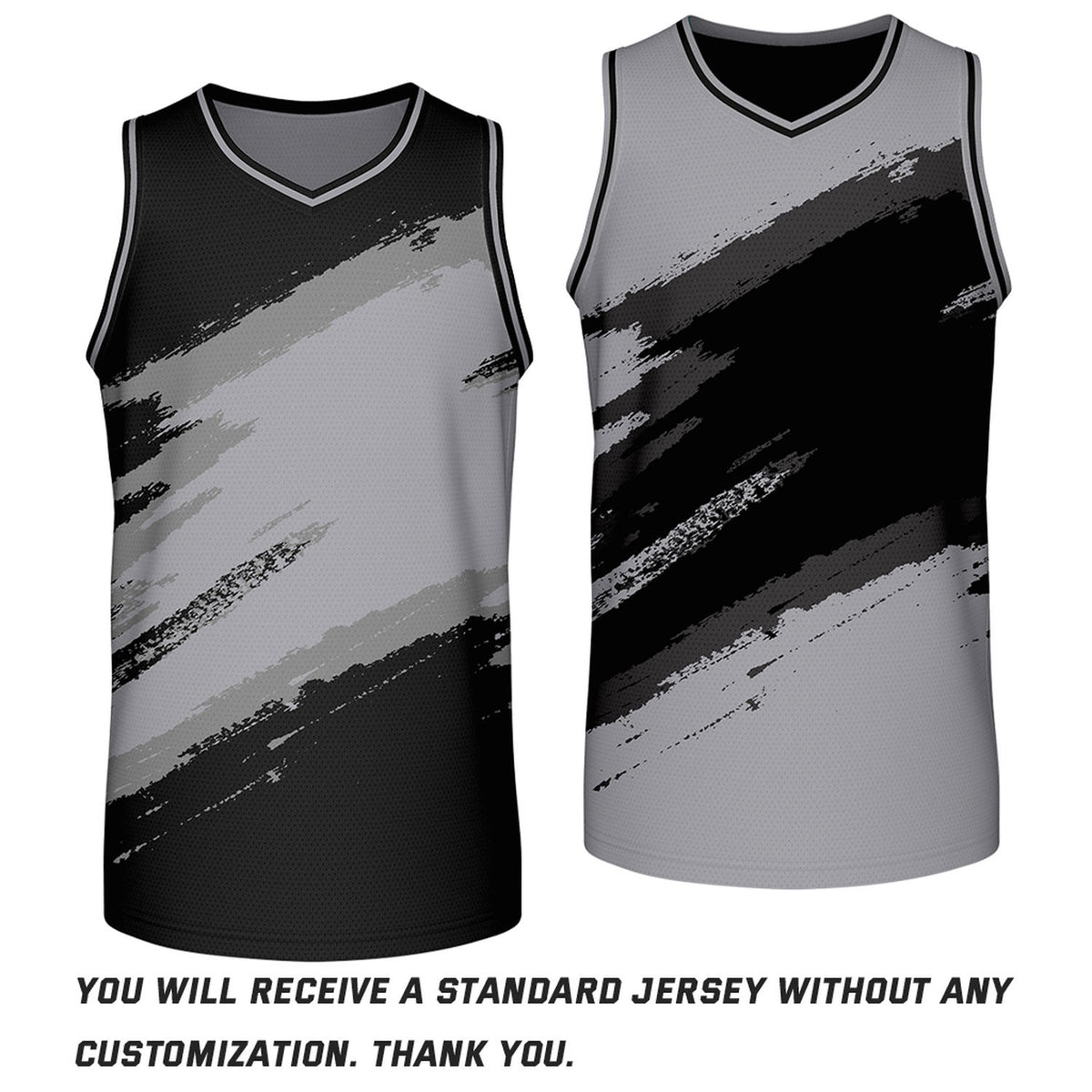 Custom Black & Gray Brush Stroke Reversible Basketball Jersey | Adult Youth Jerseys for Large Group Team Orders