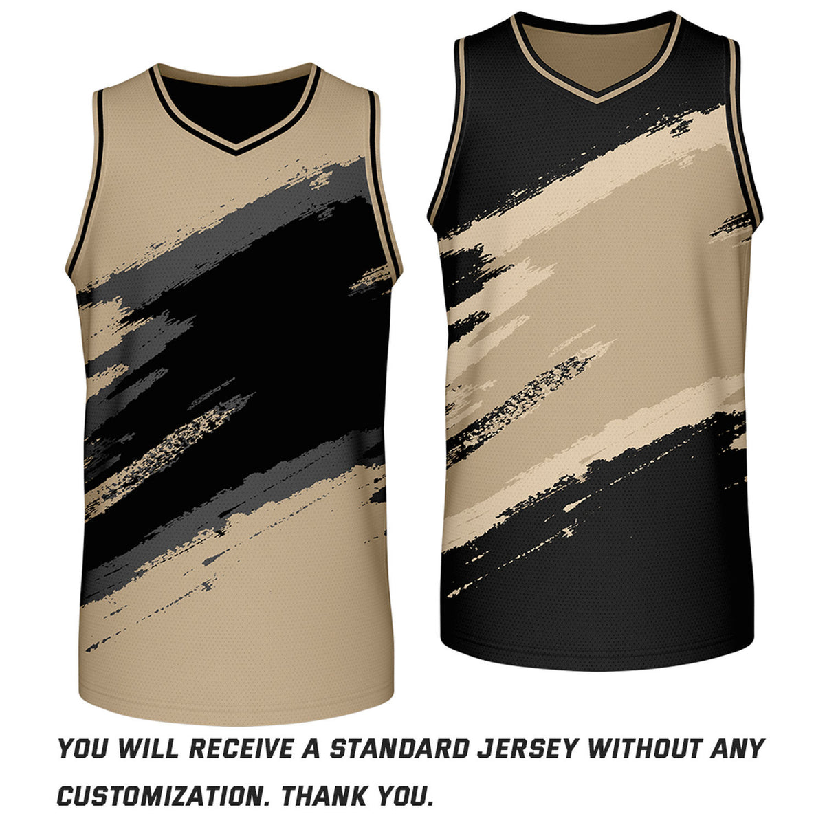 Custom Black & Khaki Brush Stroke Reversible Basketball Jersey | Adult Youth Jerseys for Large Group Team Orders