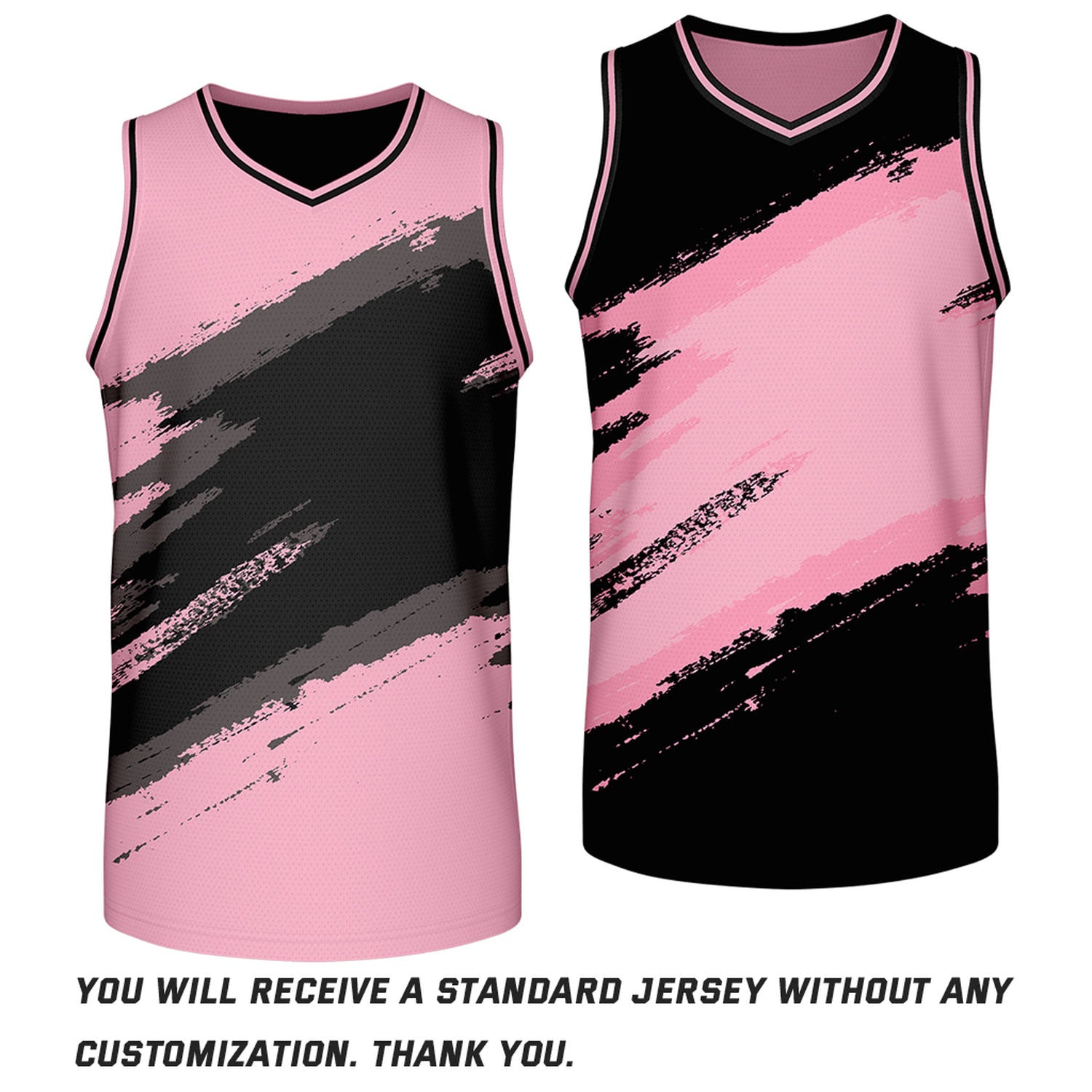 Custom Black & Pink Brush Stroke Reversible Basketball Jersey | Adult Youth Jerseys for Large Group Team Orders