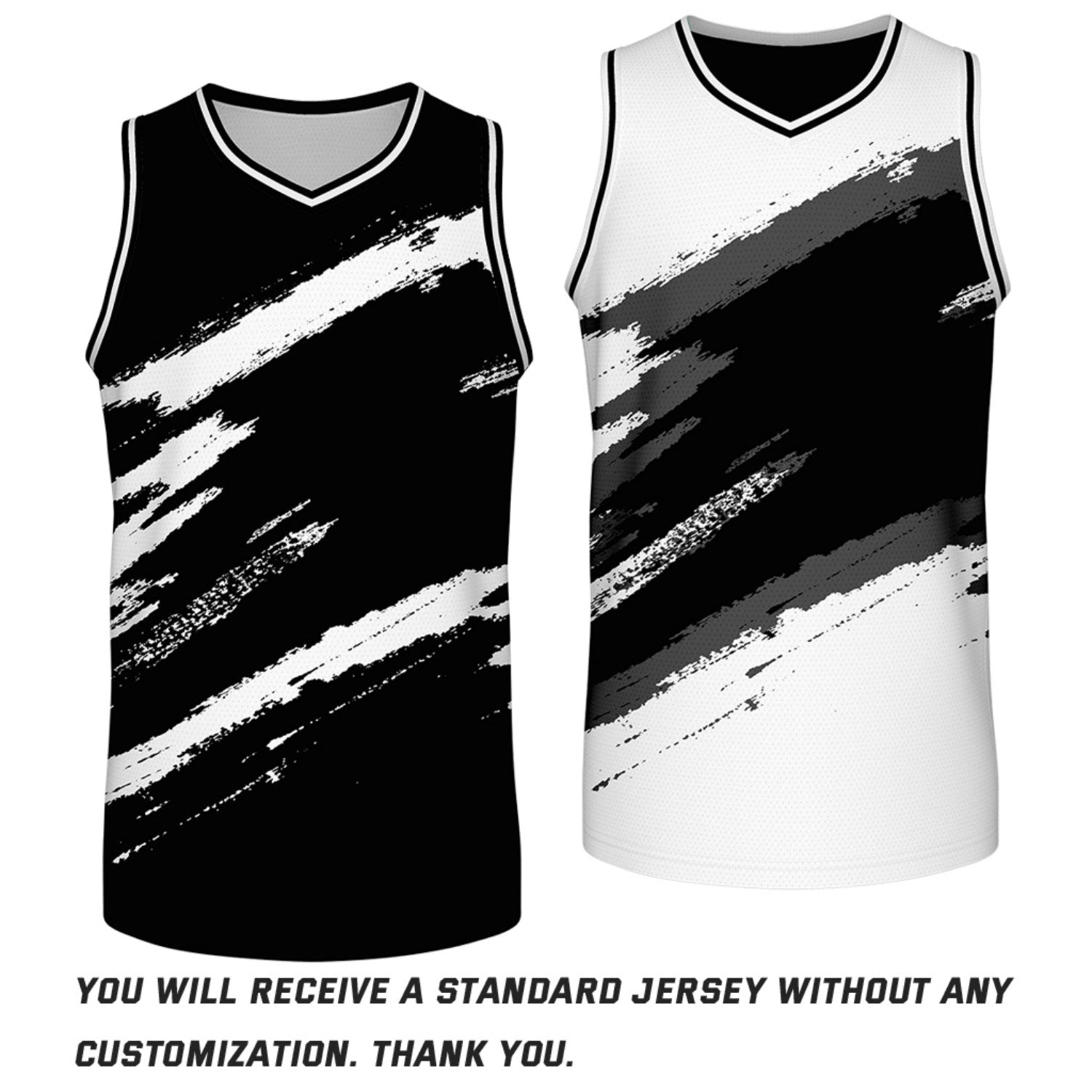 Custom Black & White Brush Stroke Reversible Basketball Jersey | Adult Youth Jerseys for Large Group Team Orders